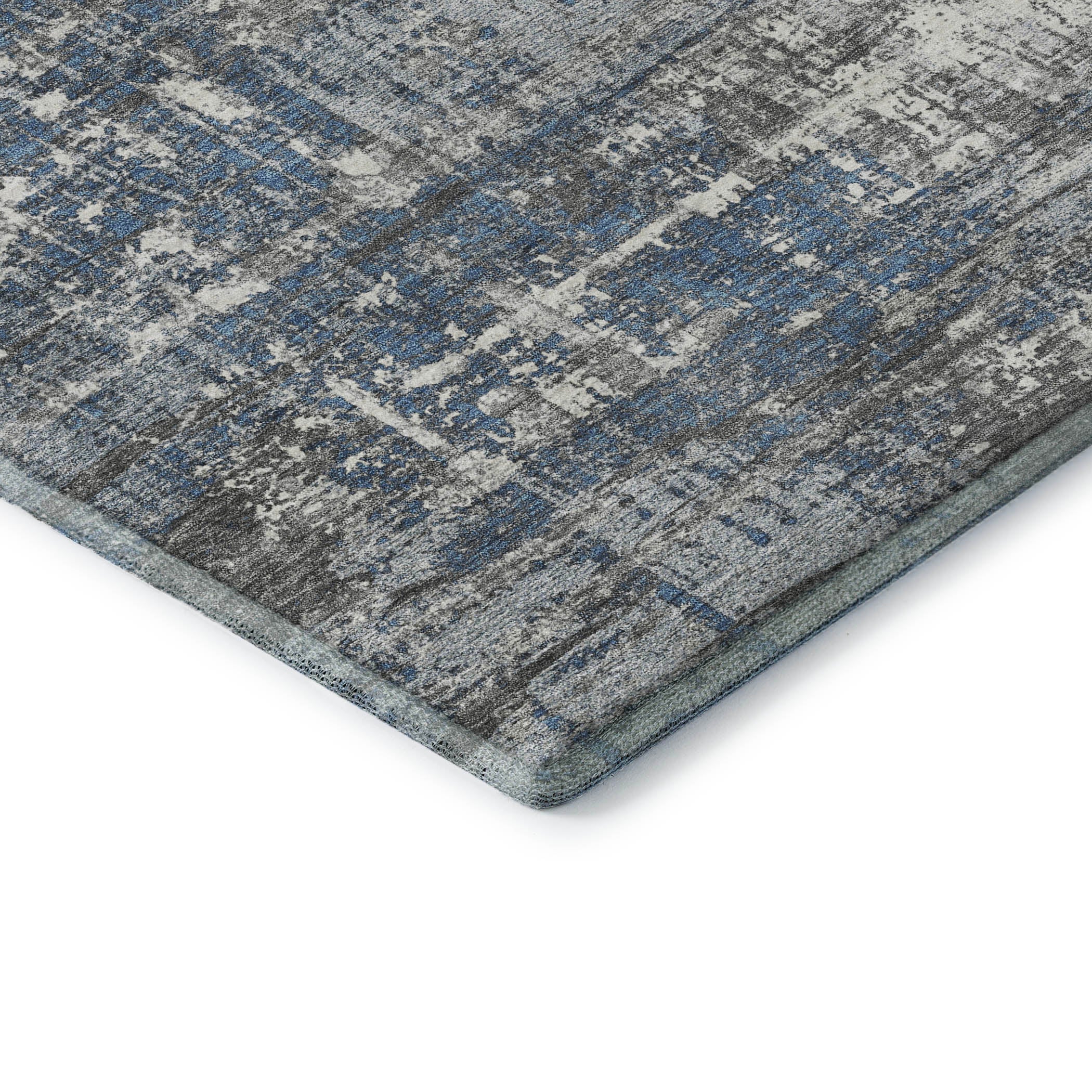 Budapest Machine Washable Transitional Denim Blue Rug 1'8" x 2'6" #shape_Rectangle