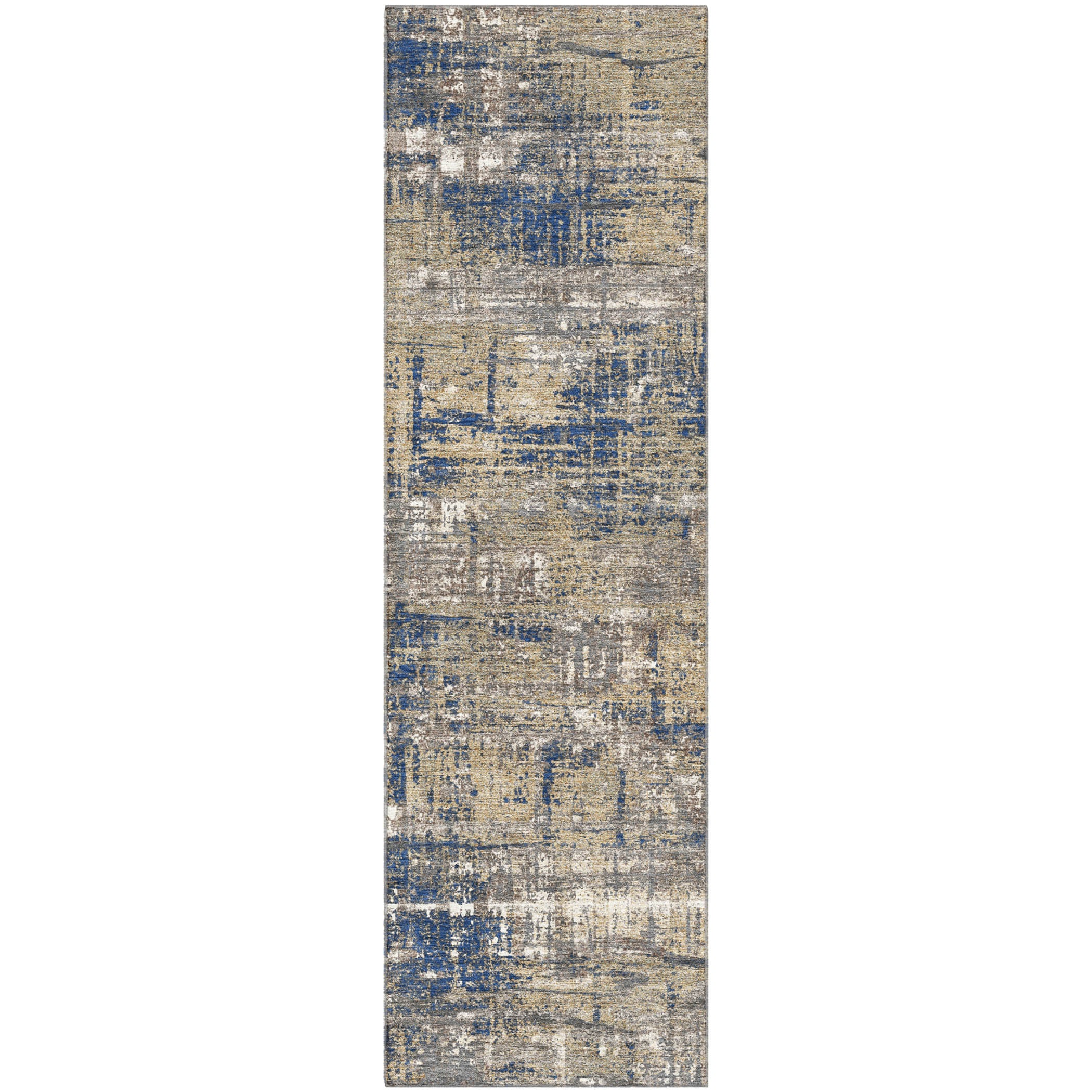 Budapest Machine Washable Transitional Navy Blue Rug 2'3" x 7'6" #shape_Runner