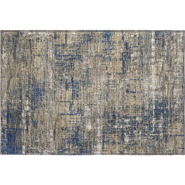Budapest Machine Washable Transitional Navy Blue Rug 1'8" x 2'6"