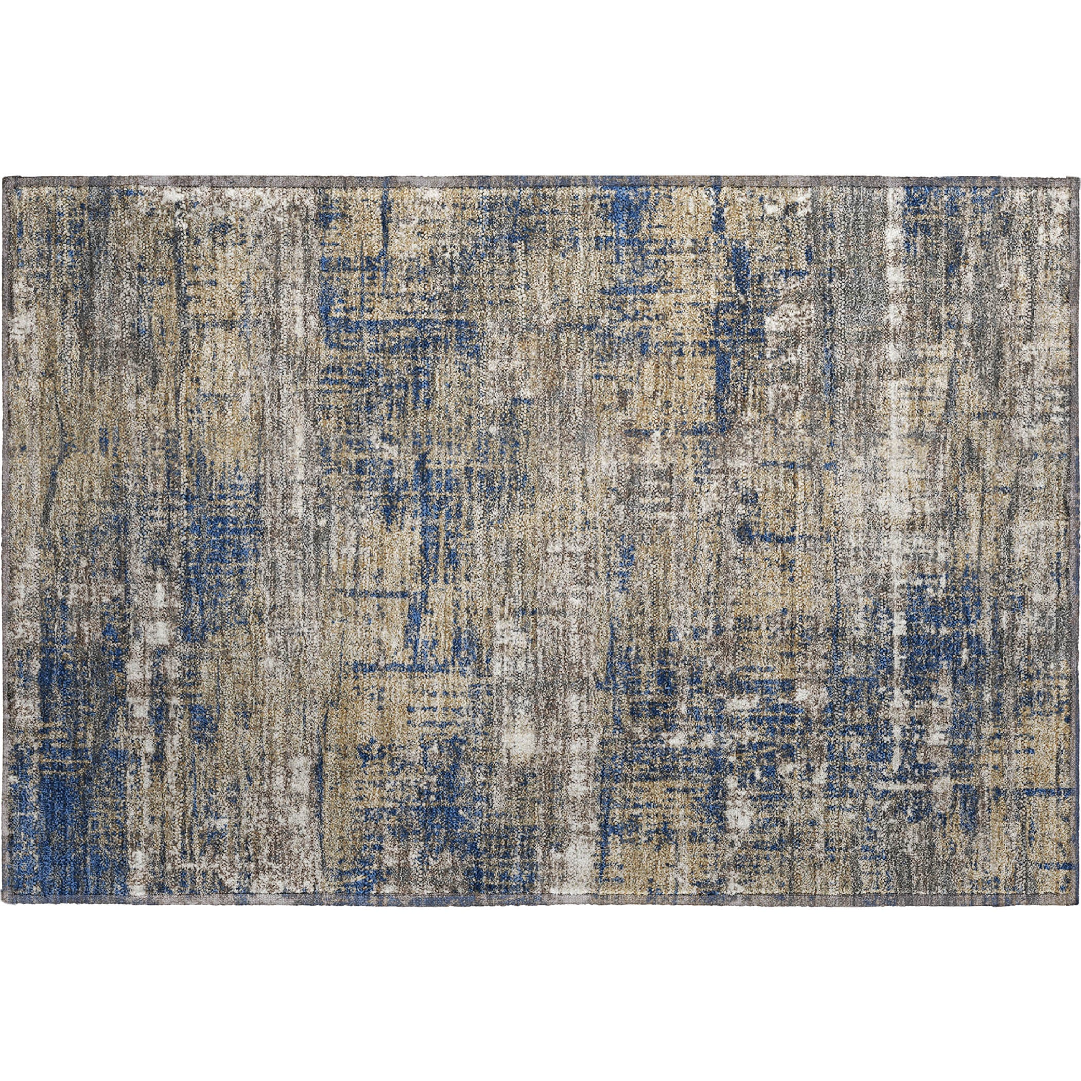 Budapest Machine Washable Transitional Navy Blue Rug 1'8" x 2'6" #shape_Rectangle