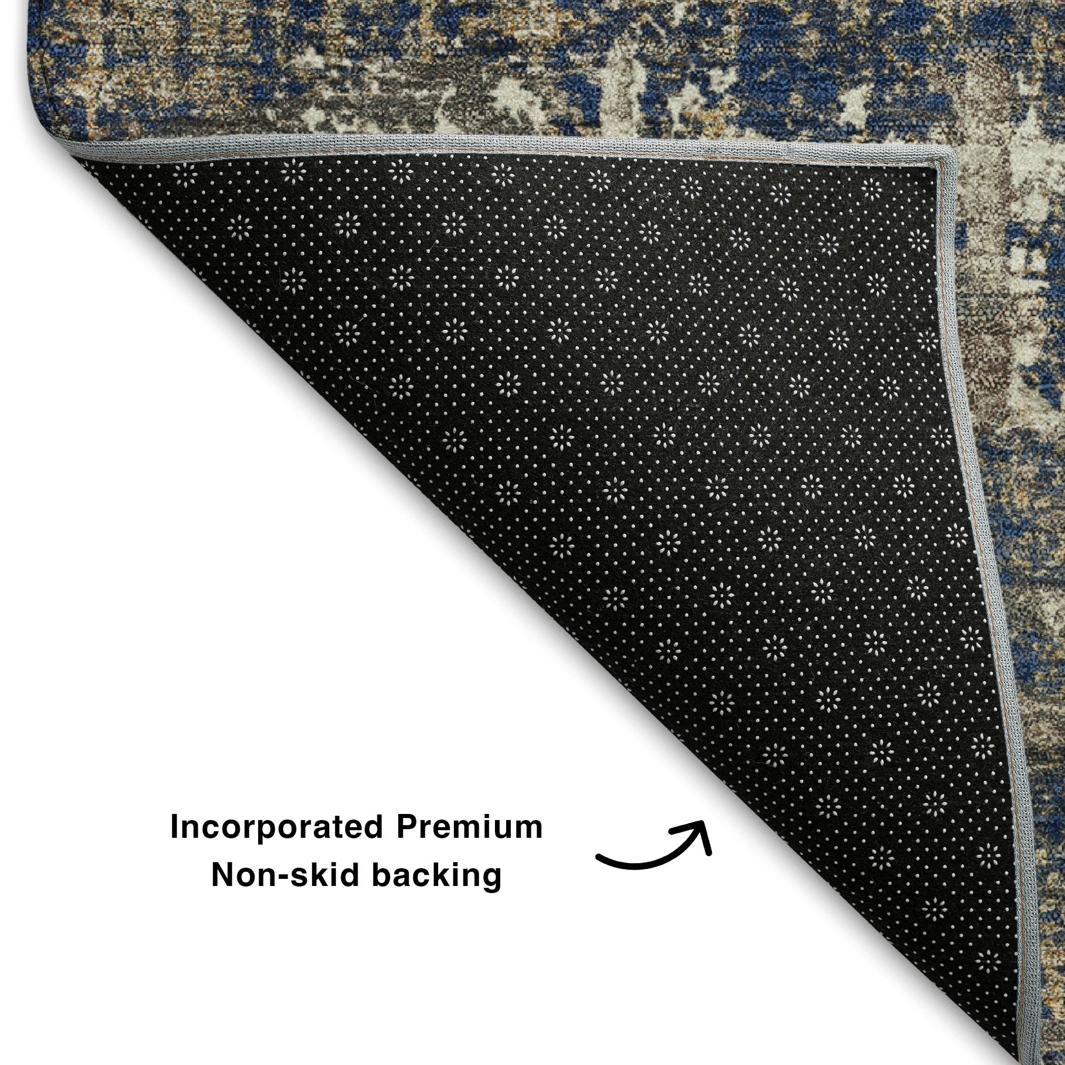Budapest Machine Washable Transitional Navy Blue Rug 1'8" x 2'6" #shape_Rectangle
