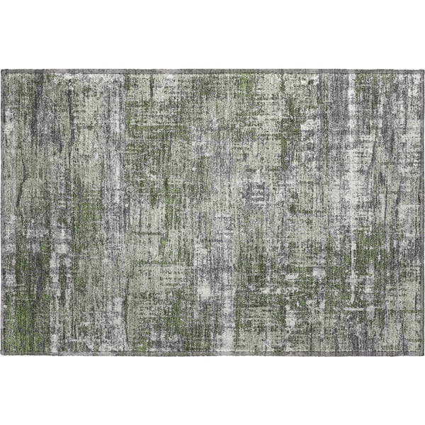 Budapest Machine Washable Transitional Olive Green Rug 1'8" x 2'6"
