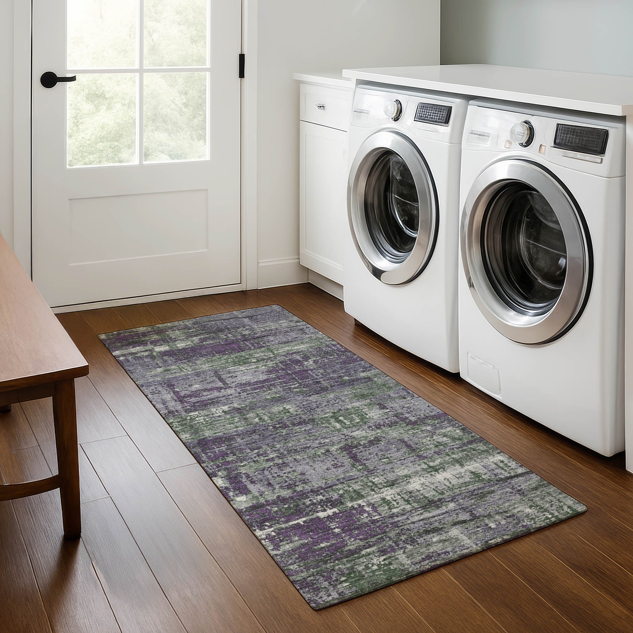 Budapest Machine Washable Transitional Purple Rug 2'3" x 7'6" #shape_Runner