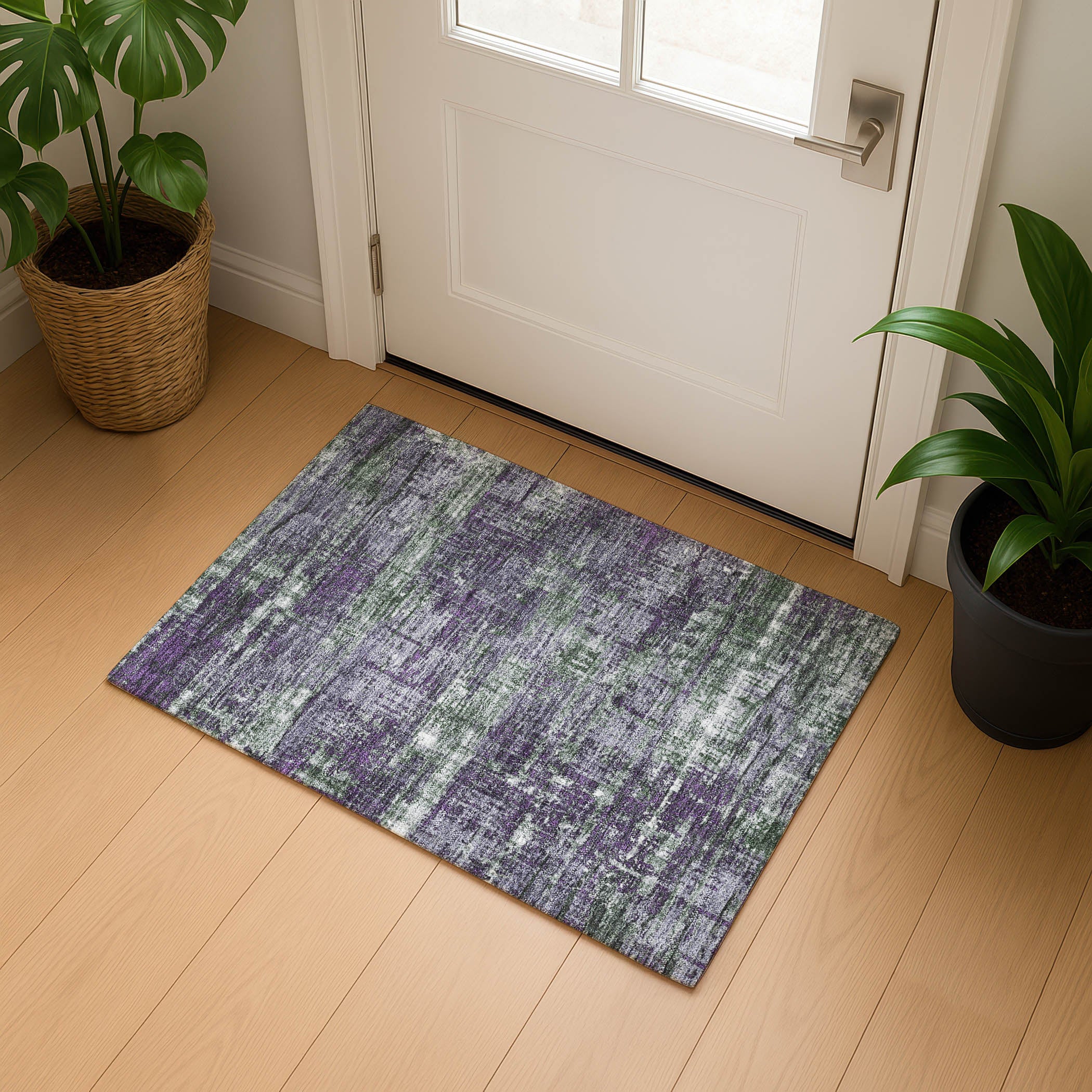 Budapest Machine Washable Transitional Purple Rug 1'8" x 2'6" #shape_Rectangle