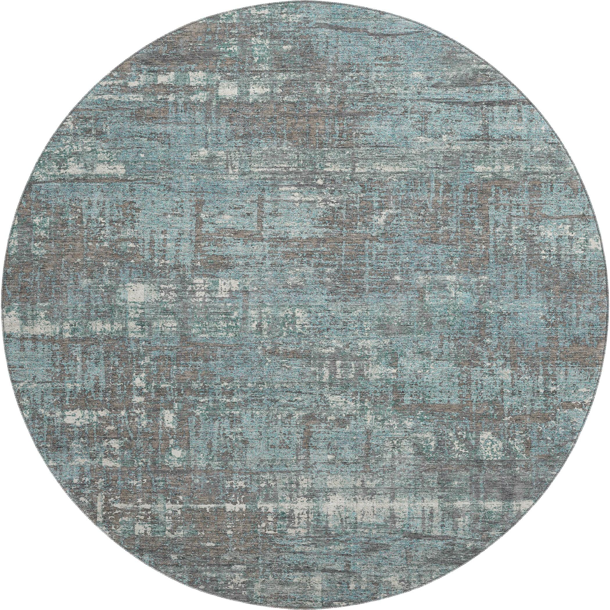 Budapest Machine Washable Transitional Taupe Brown Rug 8' x 8' #shape_Round