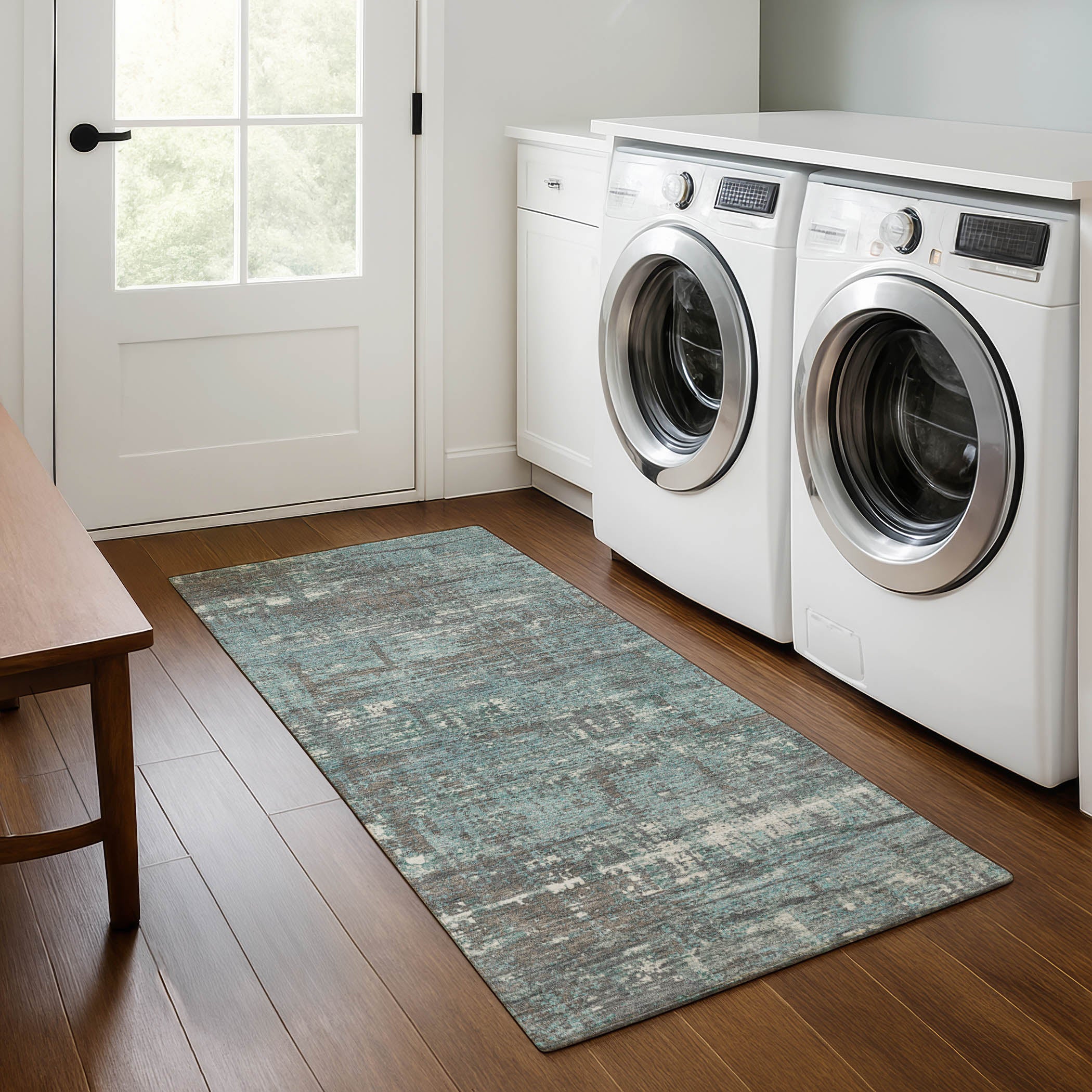 Budapest Machine Washable Transitional Taupe Brown Rug 2'3" x 7'6" #shape_Runner