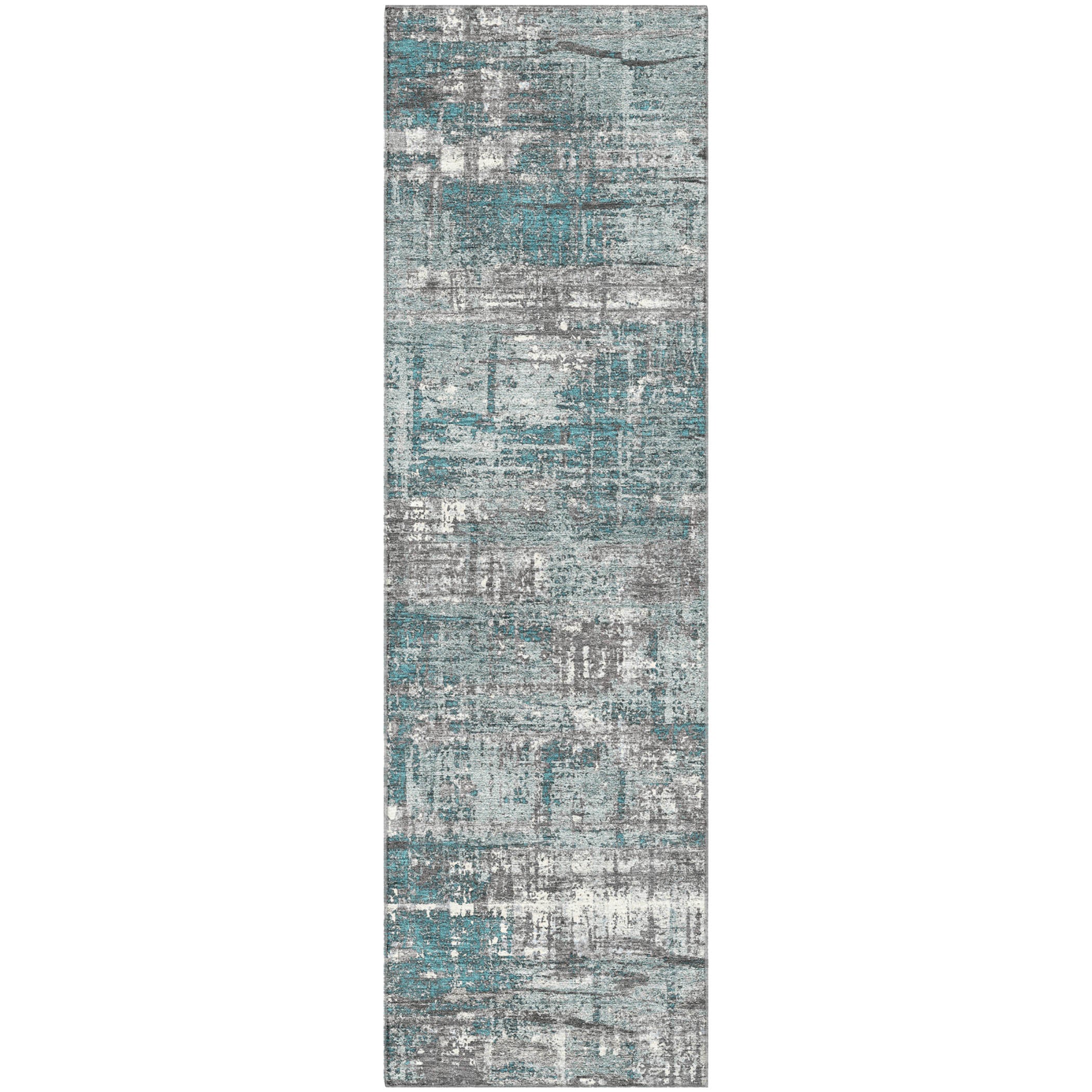 Budapest Machine Washable Transitional Teal Rug 2'3" x 7'6" #shape_Runner