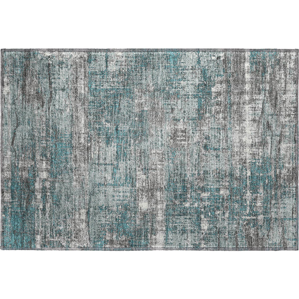 Budapest Machine Washable Transitional Teal Rug 1'8" x 2'6"