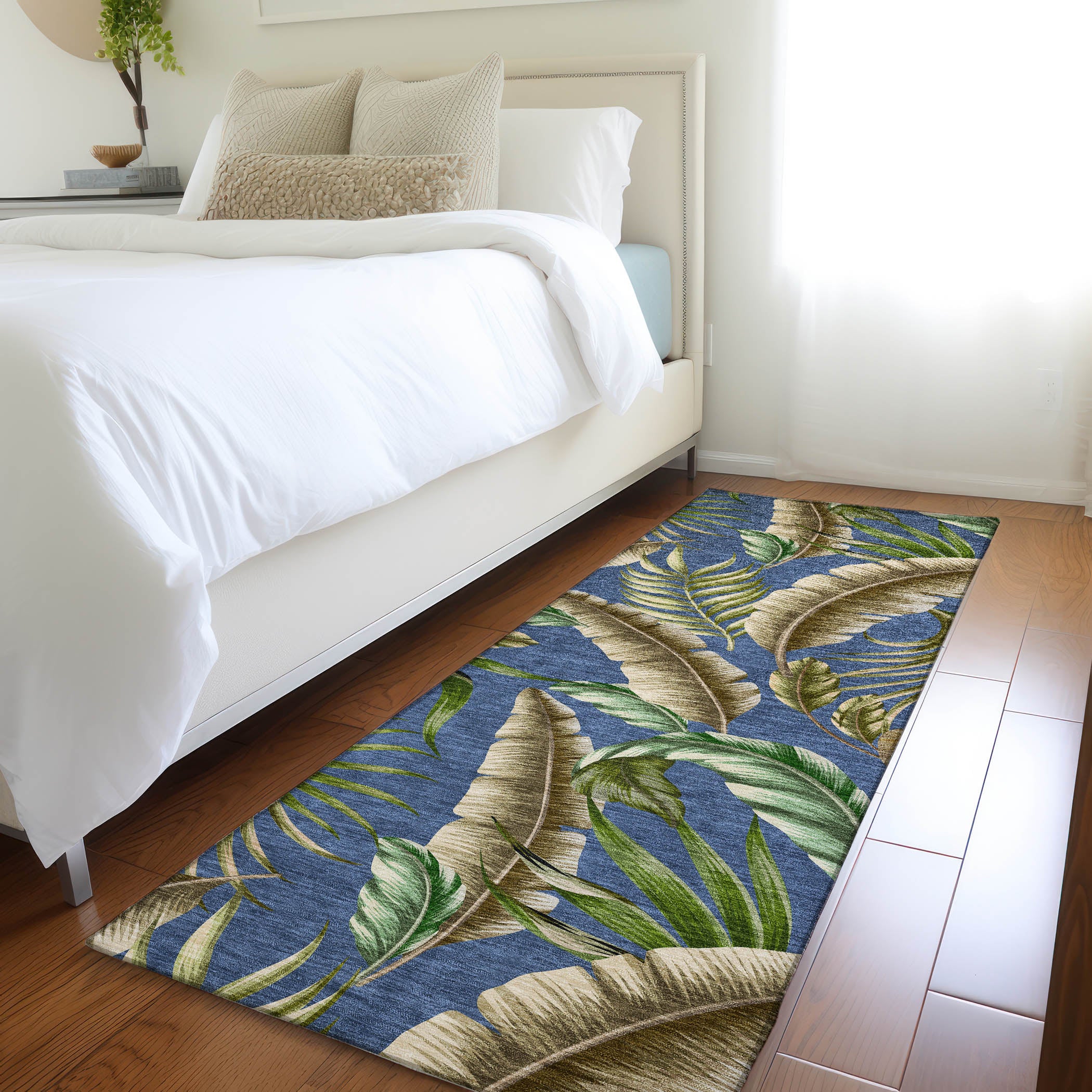 Siena Machine Washable Tropical Blue Rug 2'3" x 7'6" #shape_Runner