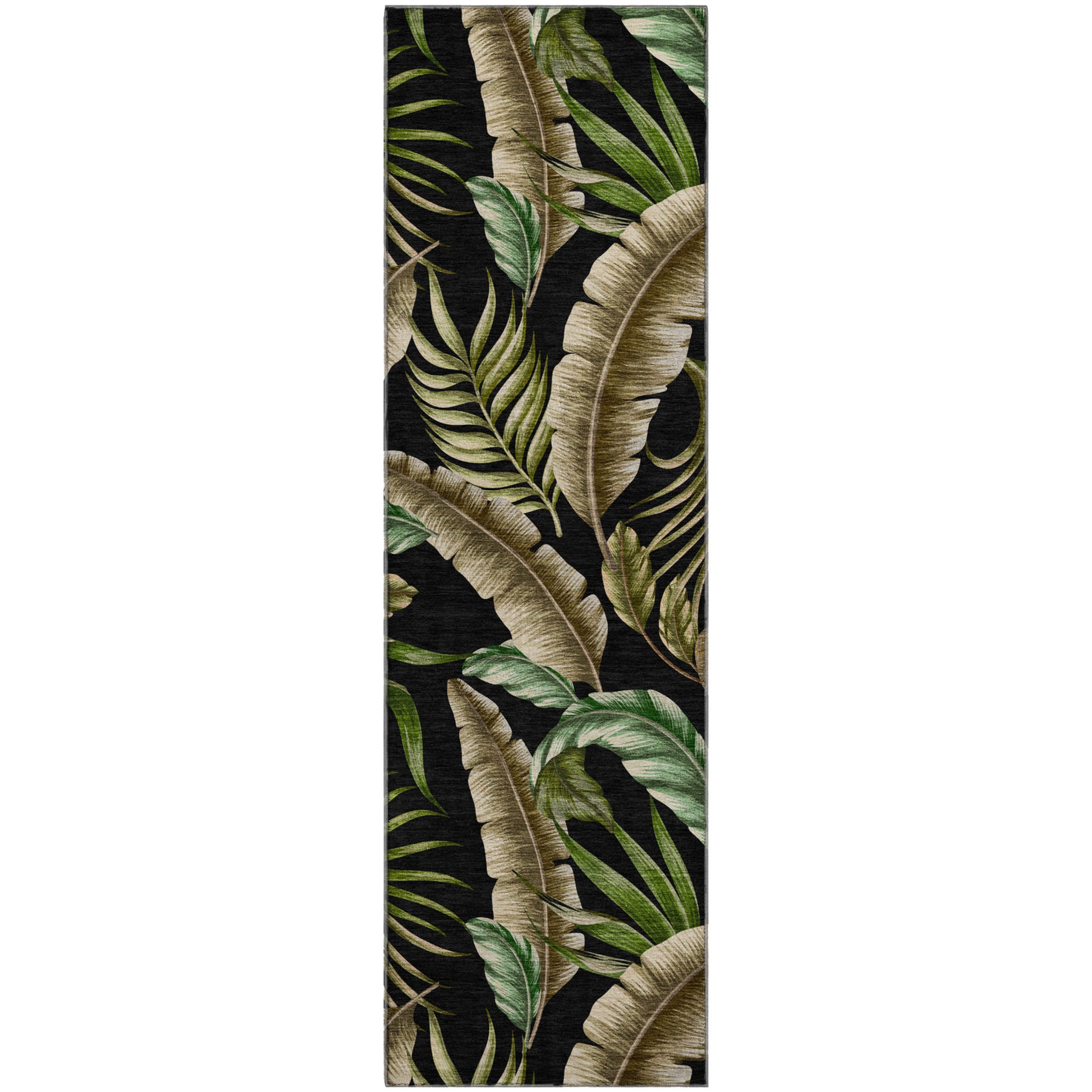 Siena Machine Washable Tropical Midnight Black Rug 2'3" x 7'6" #shape_Runner