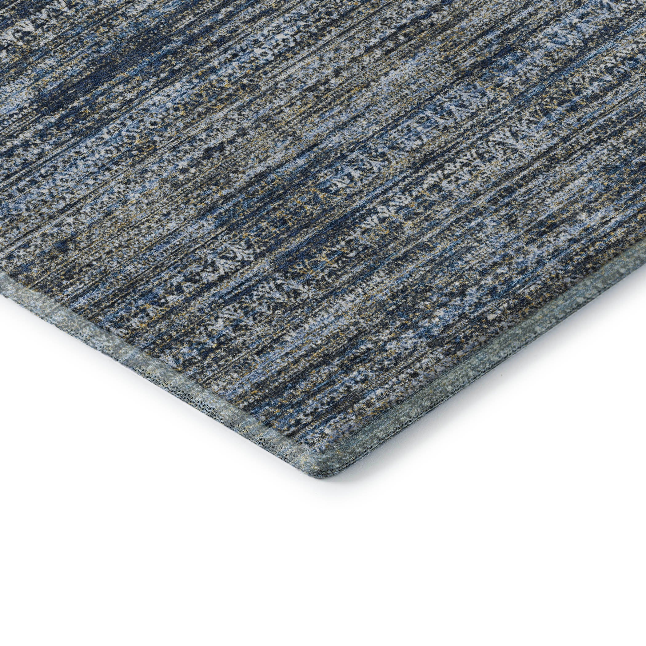 Havana Machine Washable Transitional Denim Blue Rug 1'8" x 2'6" #shape_Rectangle