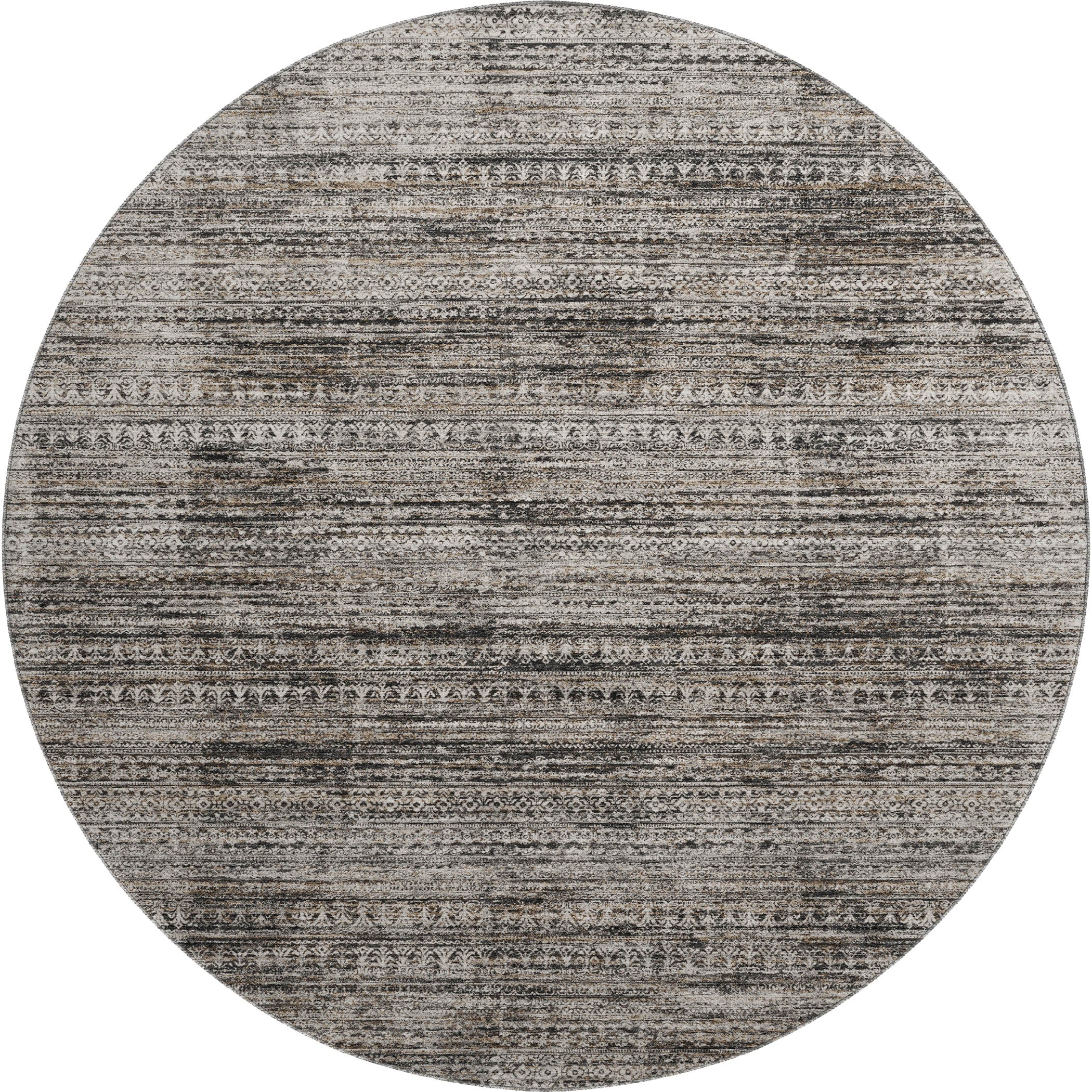 Havana Machine Washable Transitional Taupe Brown Rug 8' x 8' #shape_Round