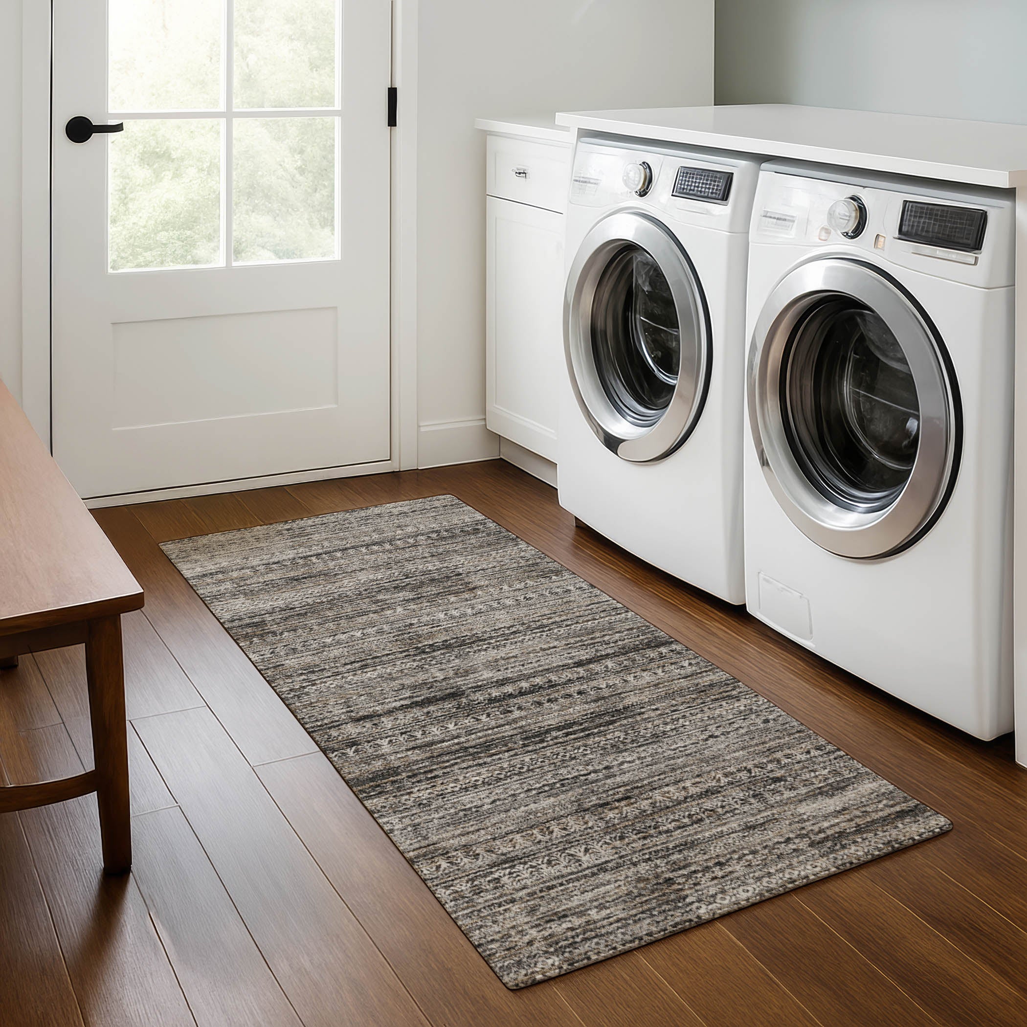 Havana Machine Washable Transitional Taupe Brown Rug 2'3" x 7'6" #shape_Runner