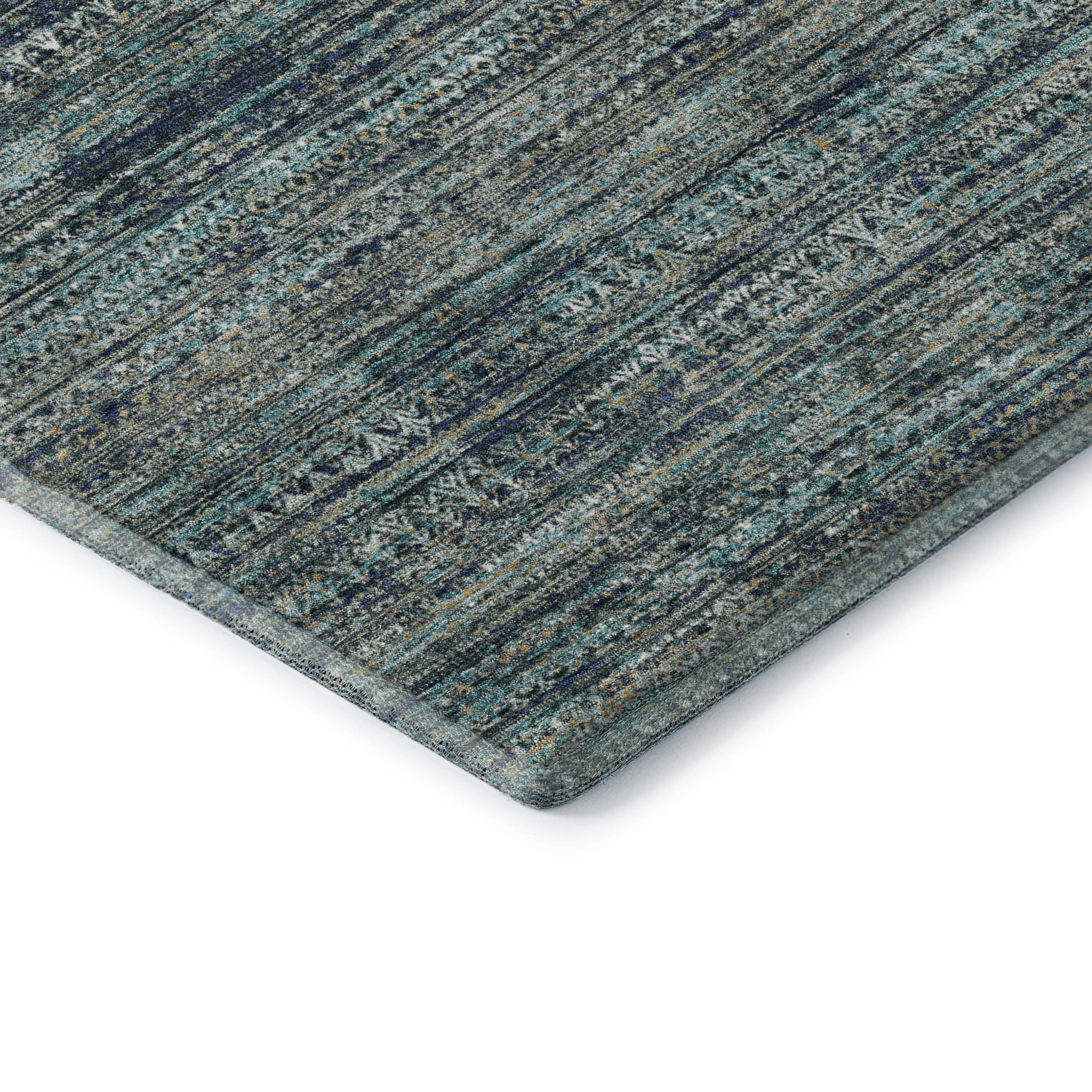 Havana Machine Washable Transitional Teal Rug 1'8" x 2'6" #shape_Rectangle