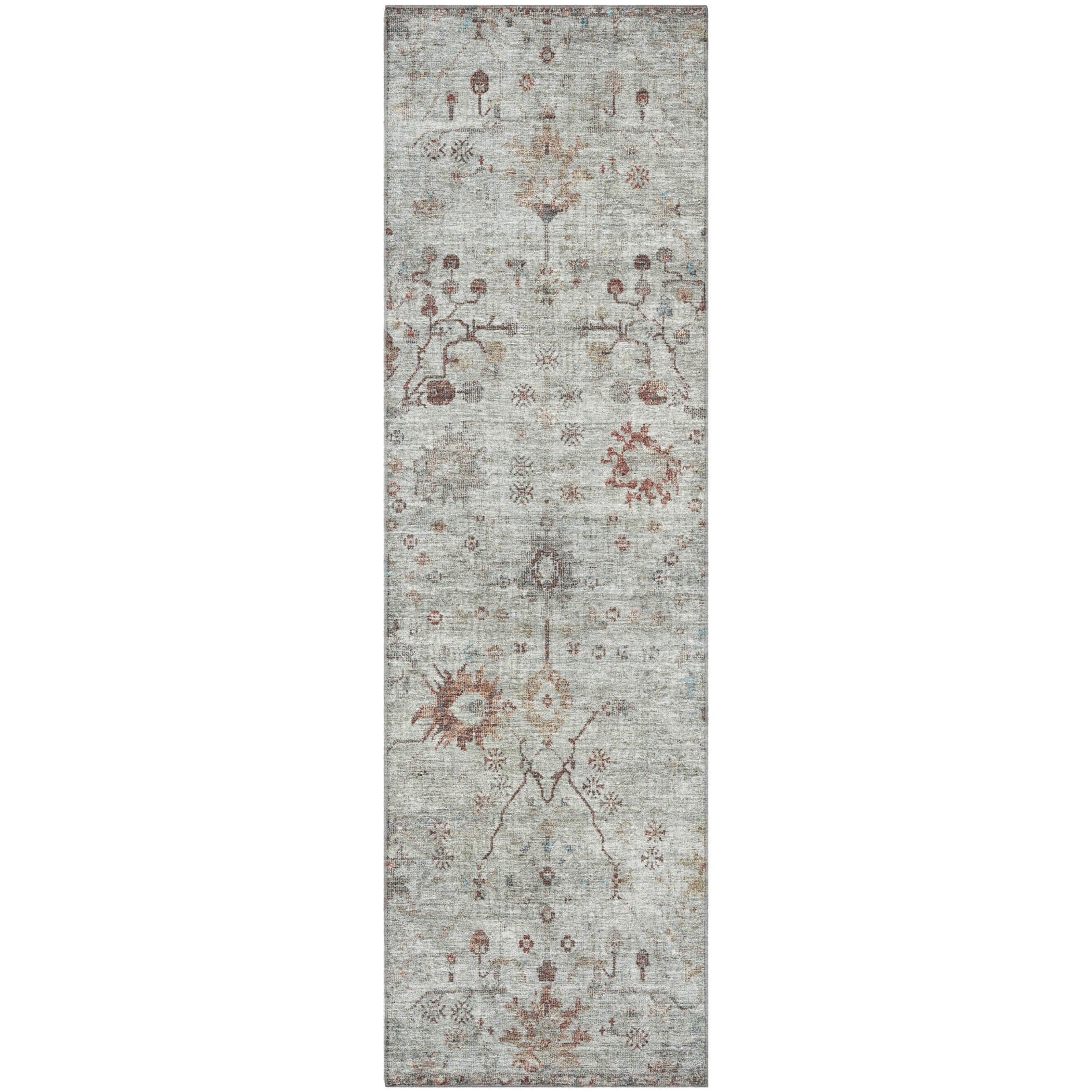 Kotor Machine Washable Traditional Gray Rug 2'3" x 7'6" #shape_Runner
