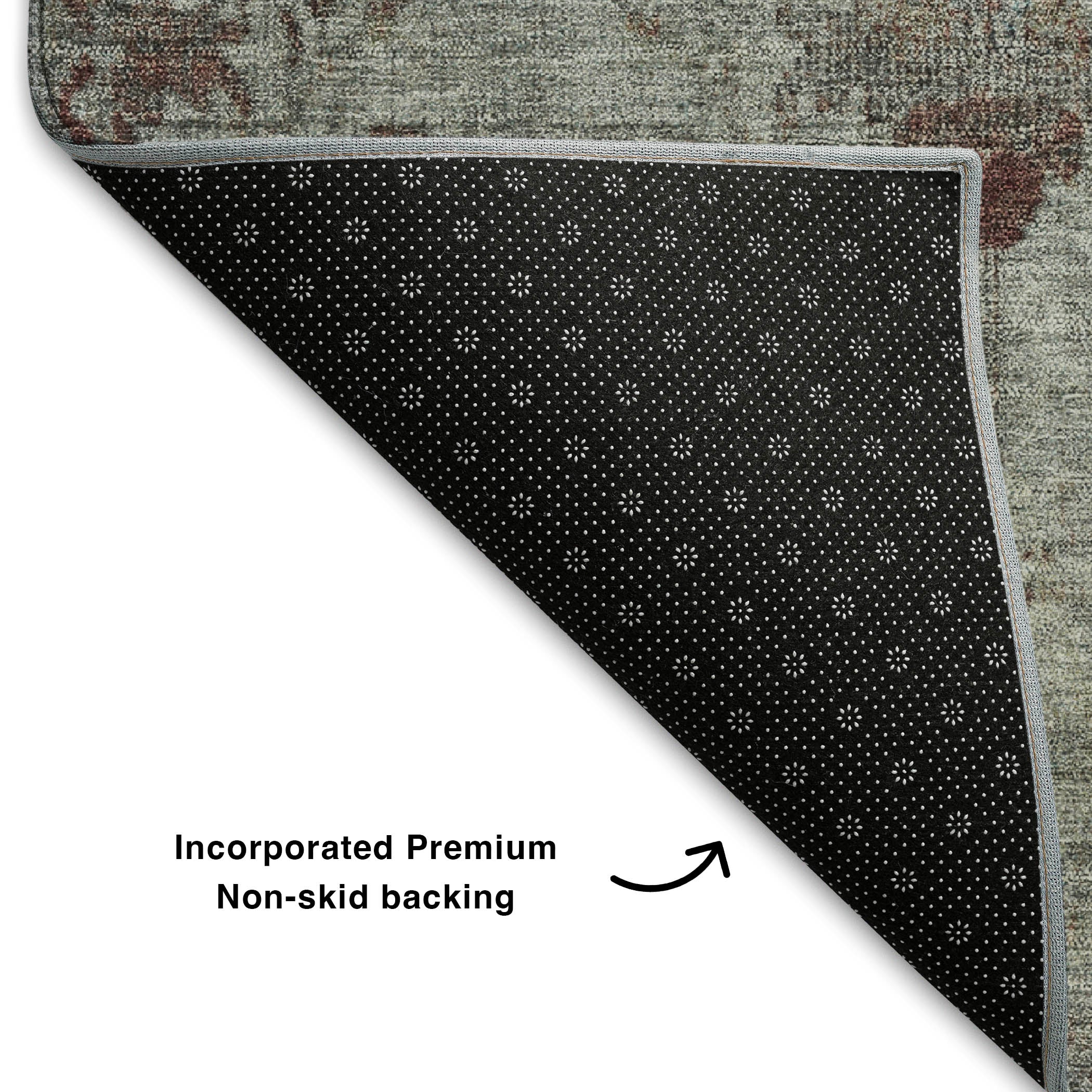 Kotor Machine Washable Traditional Gray Rug 1'8" x 2'6" #shape_Rectangle