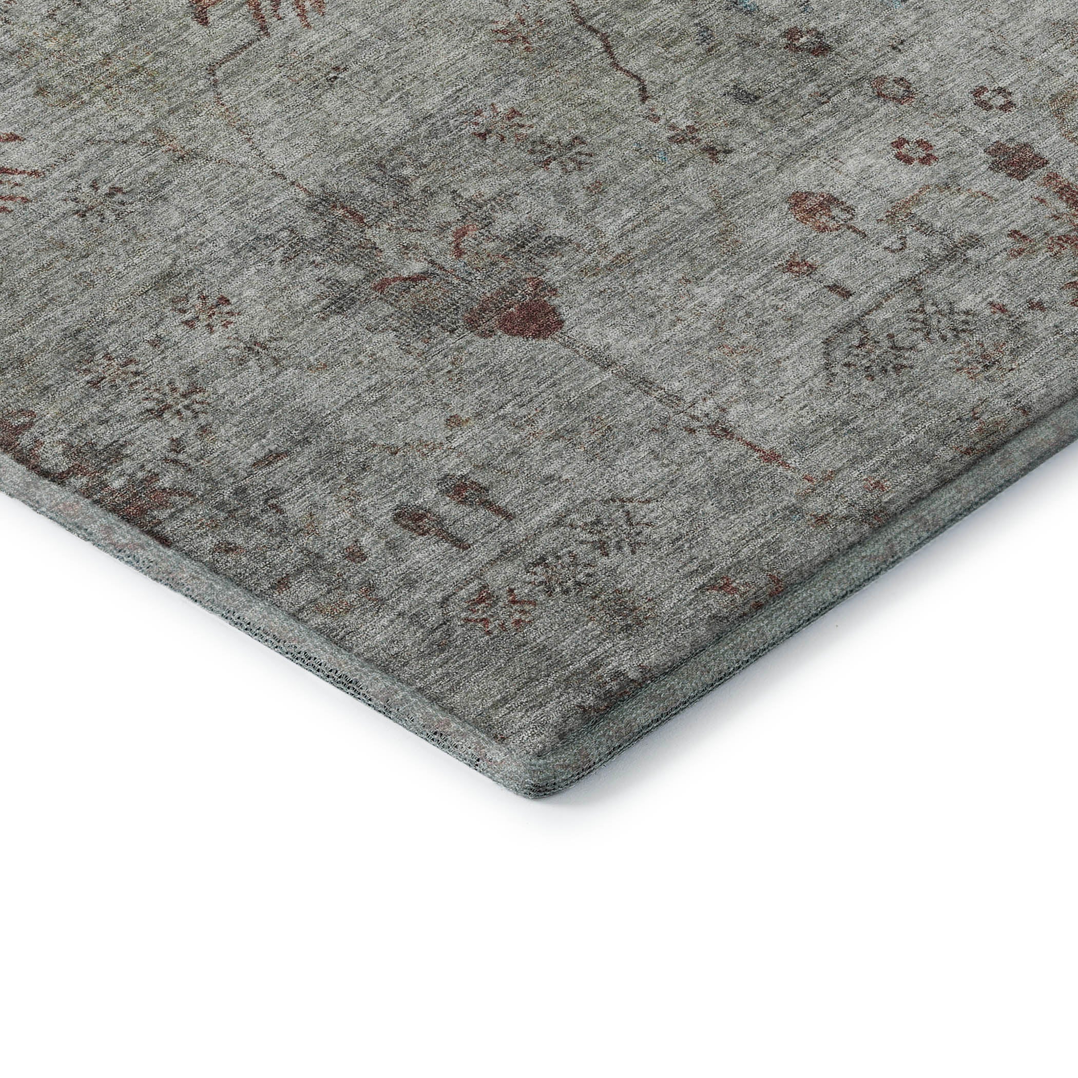 Kotor Machine Washable Traditional Gray Rug 1'8" x 2'6" #shape_Rectangle