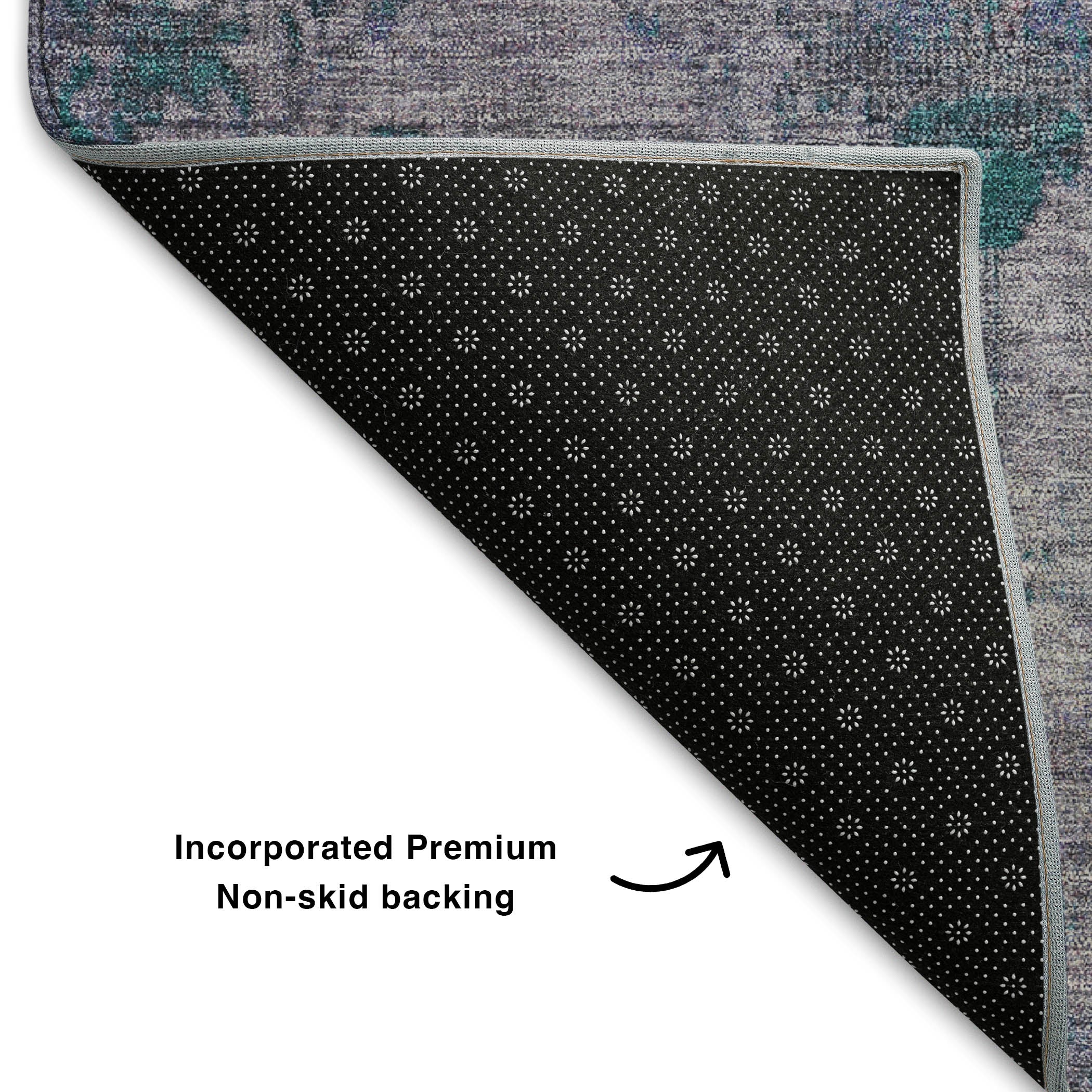 Kotor Machine Washable Traditional Lavender Purple Rug 1'8" x 2'6" #shape_Rectangle