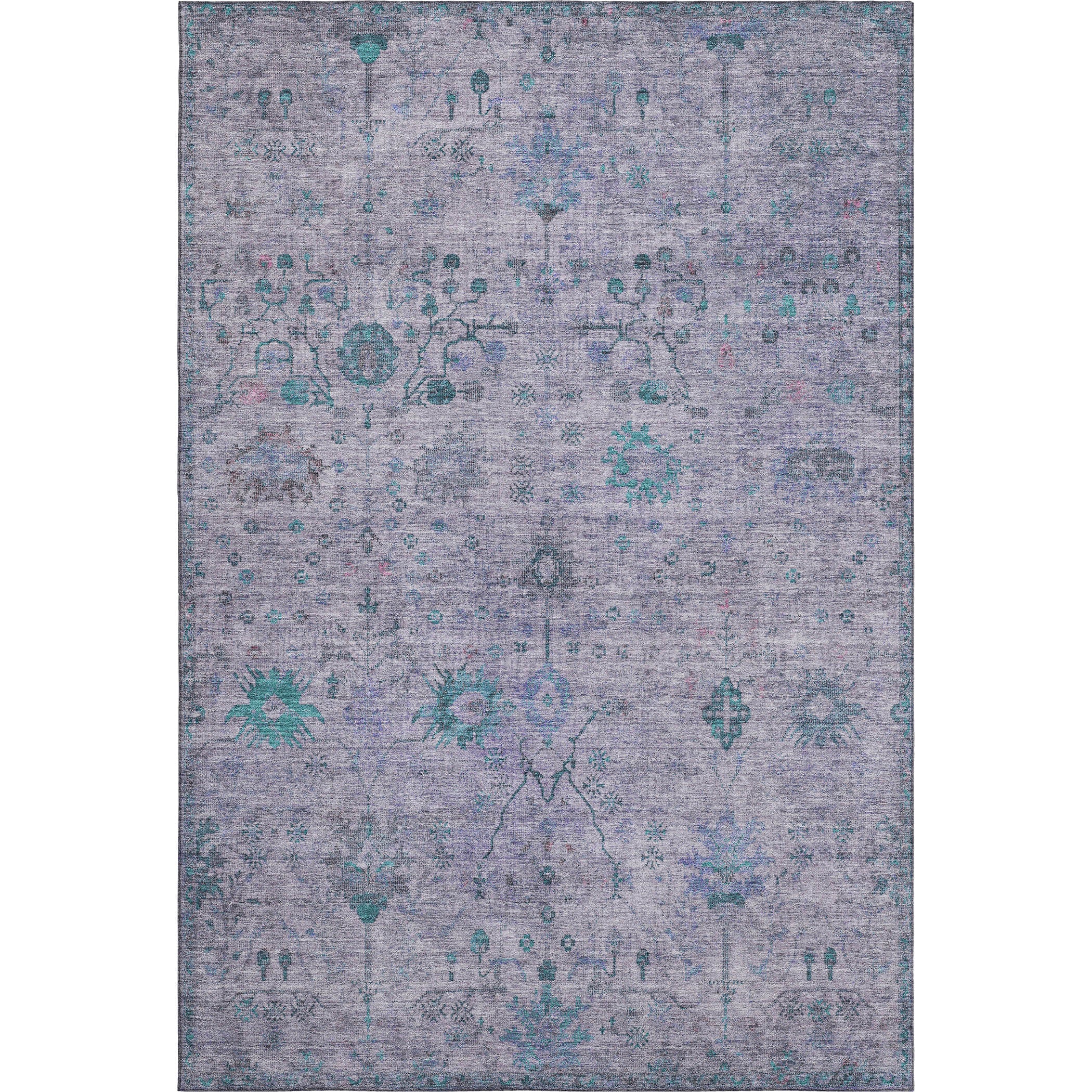 Kotor Machine Washable Traditional Lavender Purple Rug 2'6" x 3'10" #shape_Rectangle