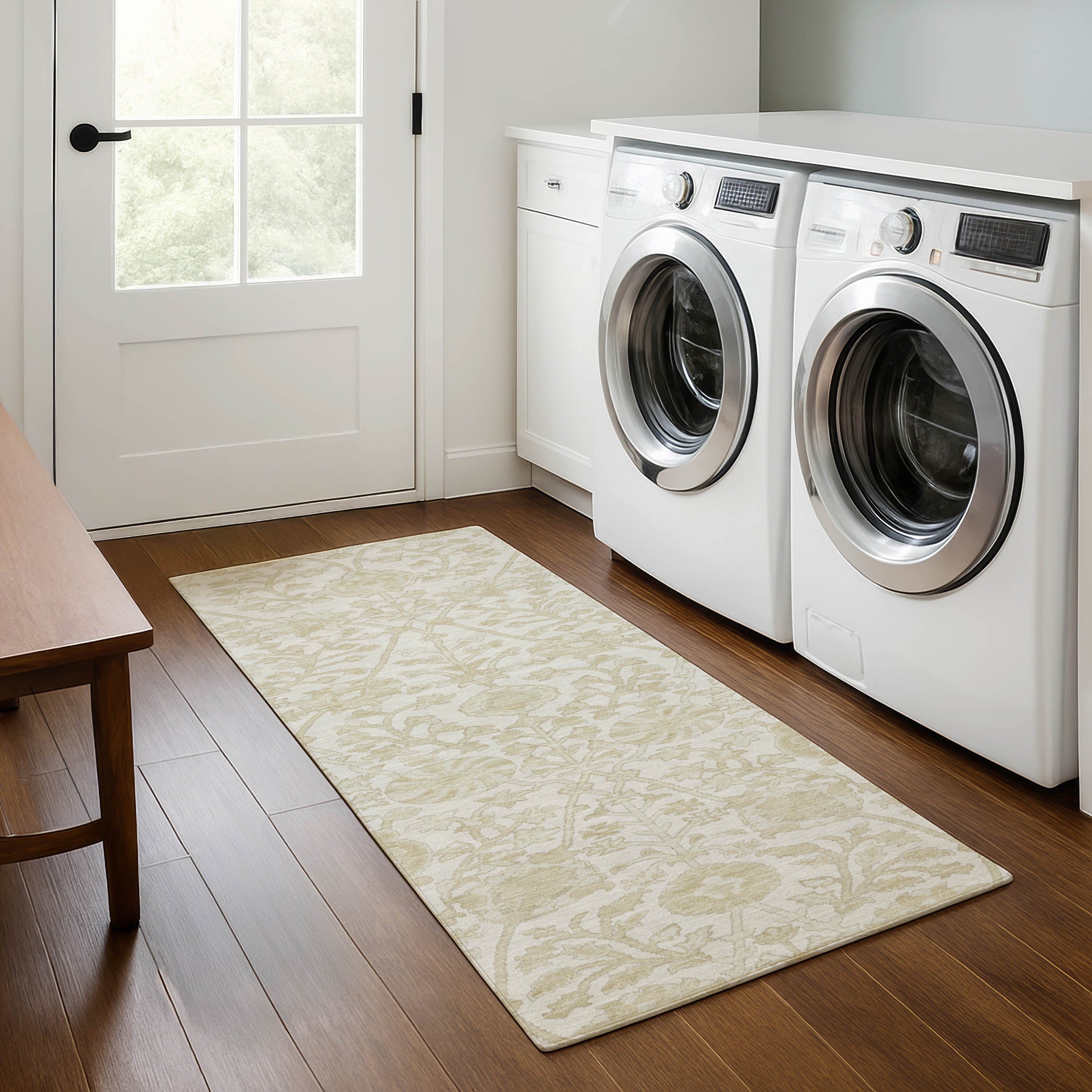 Valletta Machine Washable Traditional Ivory Rug 2'3" x 7'6" #shape_Runner