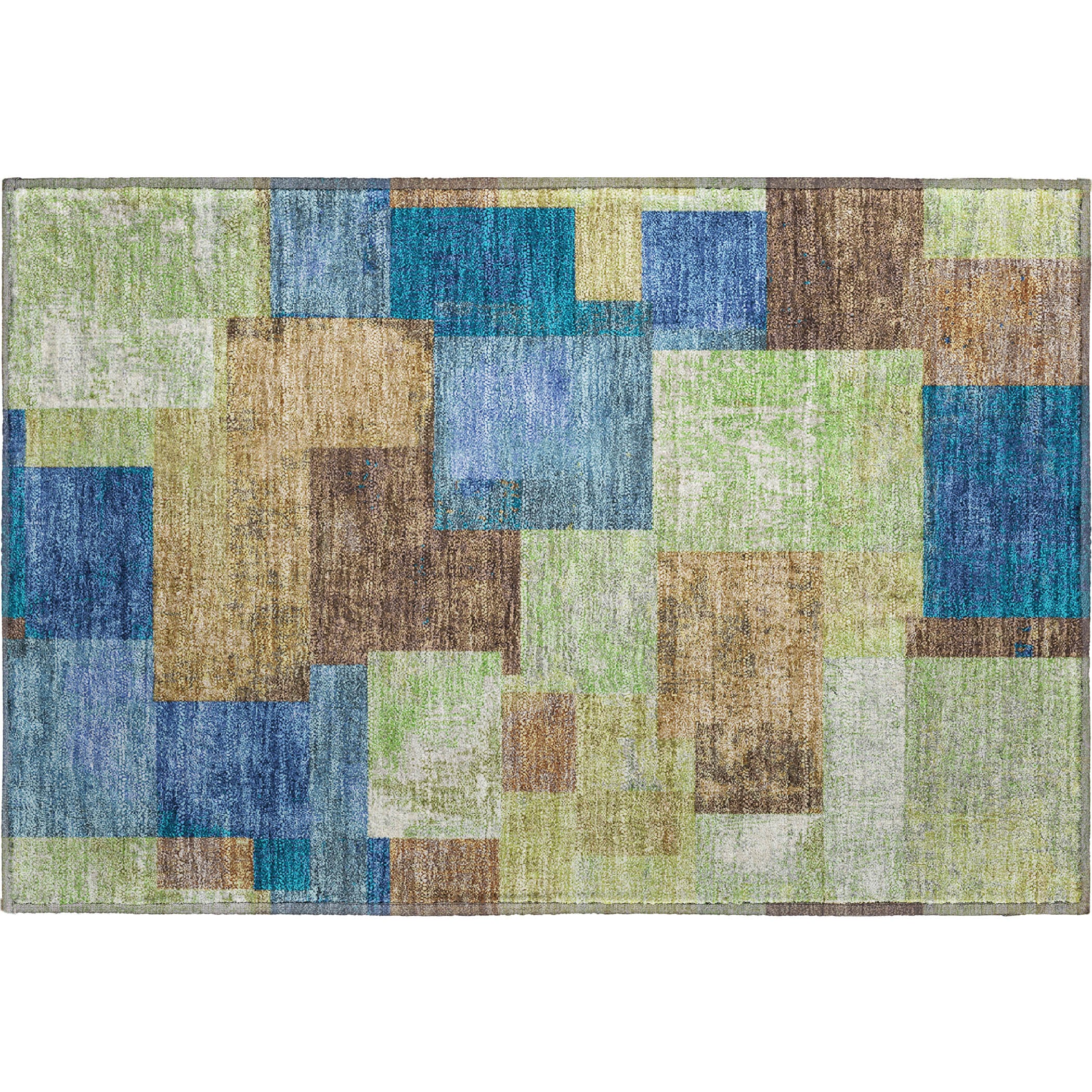 Luang Prabang Machine Washable Traditional Blue Rug 1'8" x 2'6" #shape_Rectangle