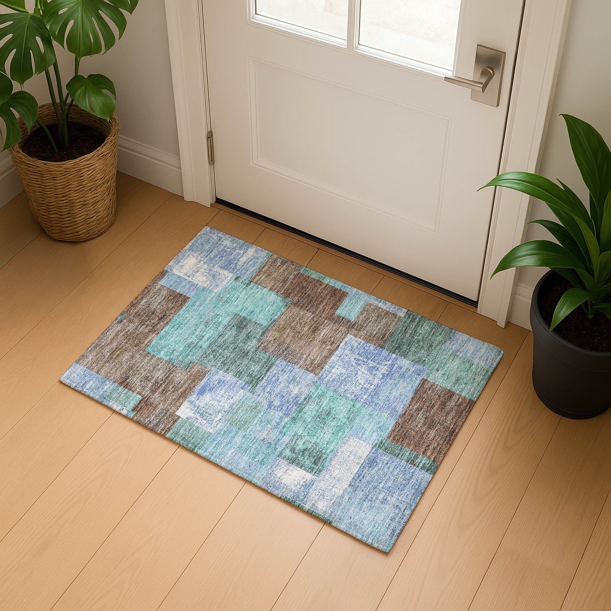 Luang Prabang Machine Washable Traditional Brown Rug 1'8" x 2'6" #shape_Rectangle