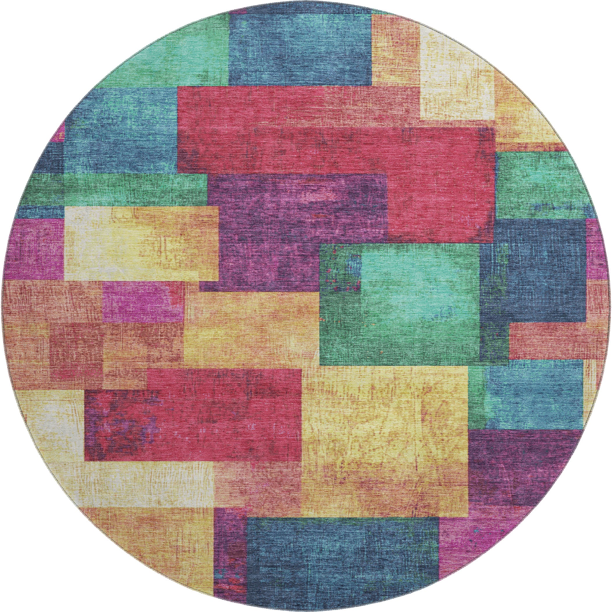 Luang Prabang Machine Washable Traditional Gold Rug 8' x 8' #shape_Round
