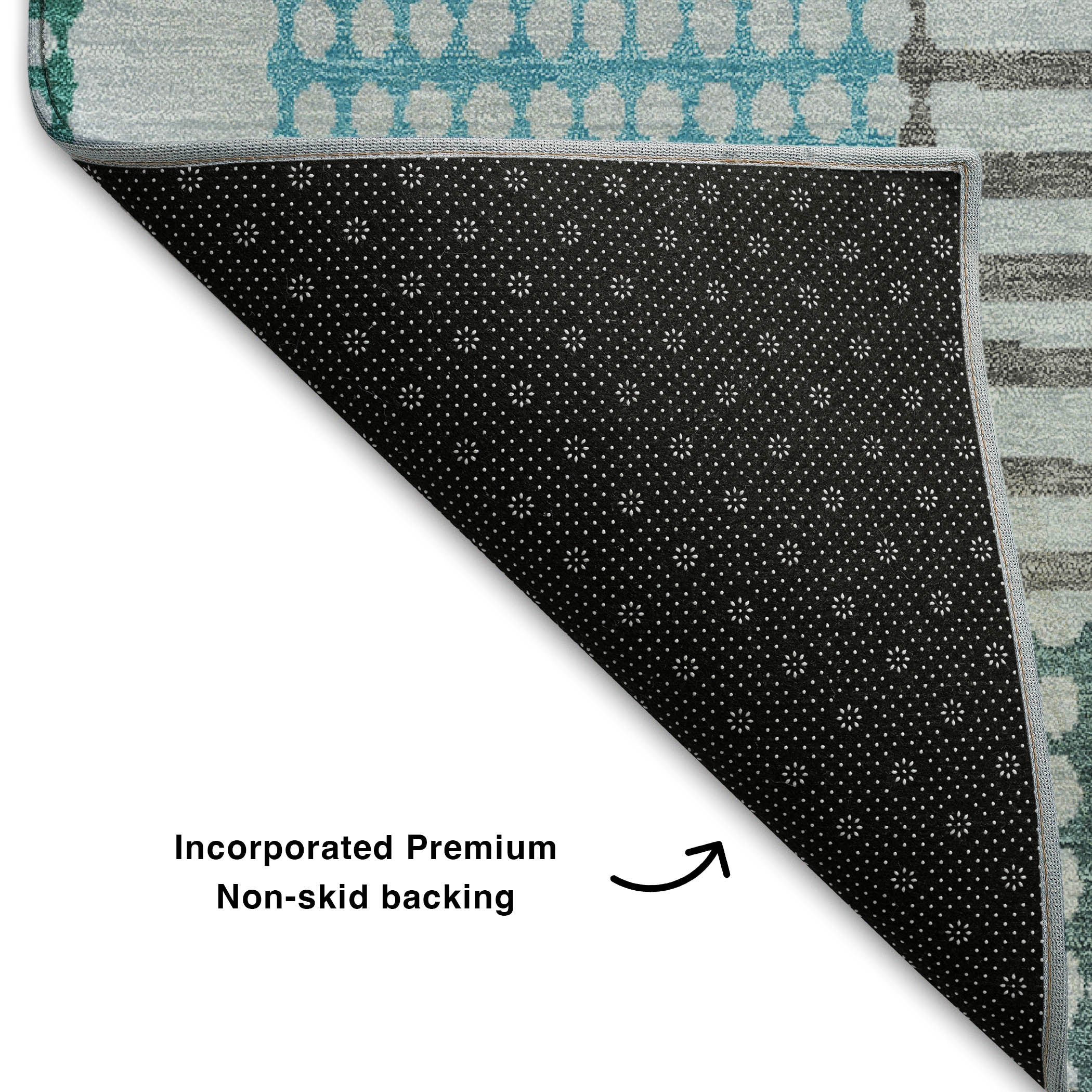 Prague Machine Washable Transitional Aqua Teal Rug 1'8" x 2'6" #shape_Rectangle