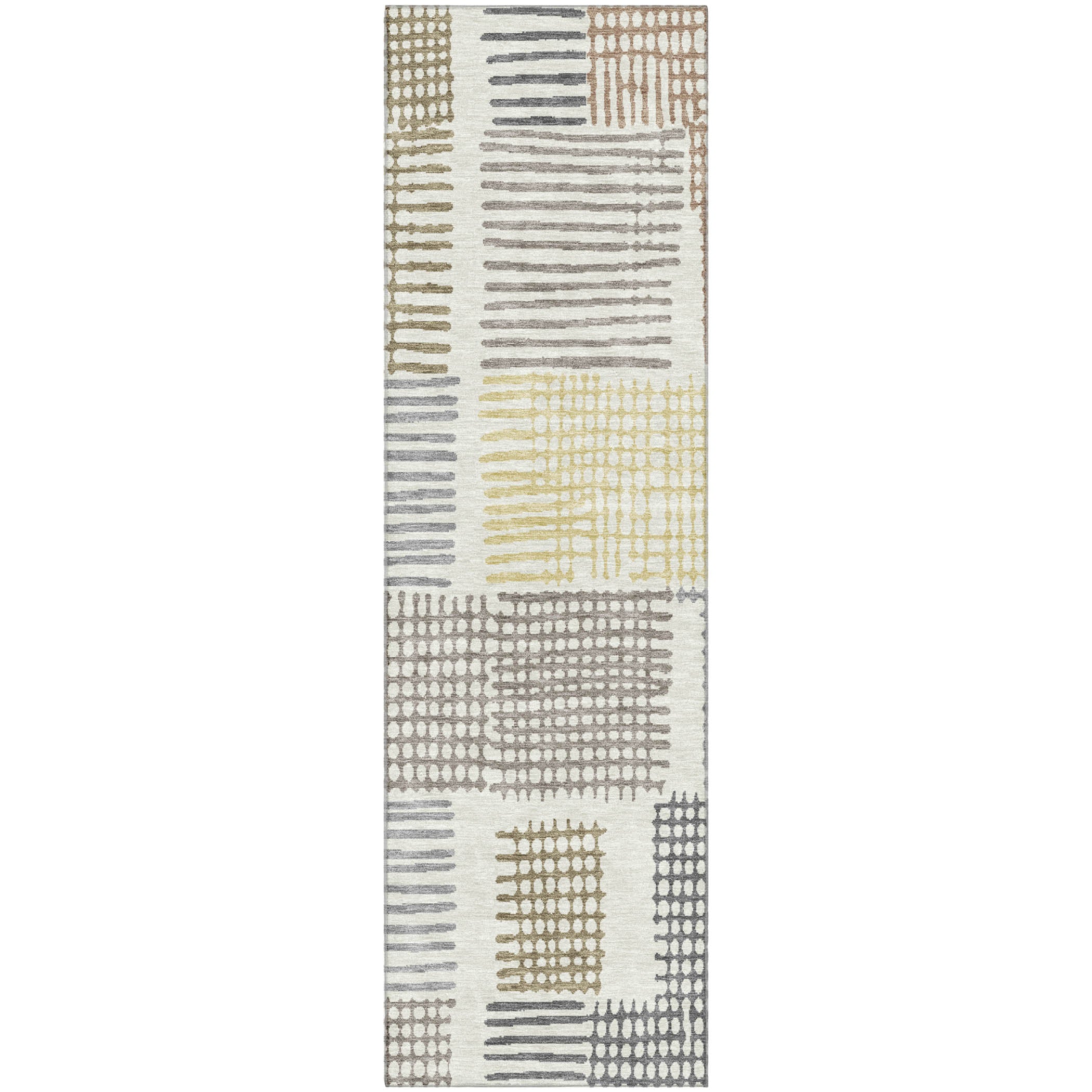 Prague Machine Washable Transitional Dune Brown Rug 2'3" x 7'6" #shape_Runner