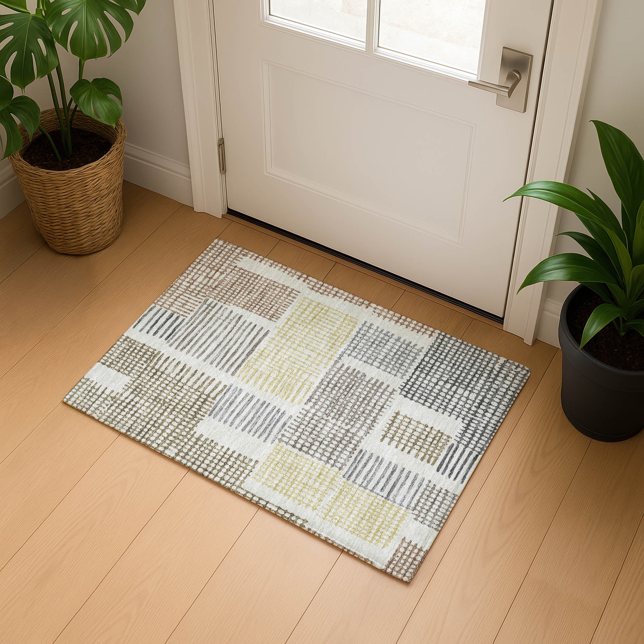 Prague Machine Washable Transitional Dune Brown Rug 1'8" x 2'6" #shape_Rectangle