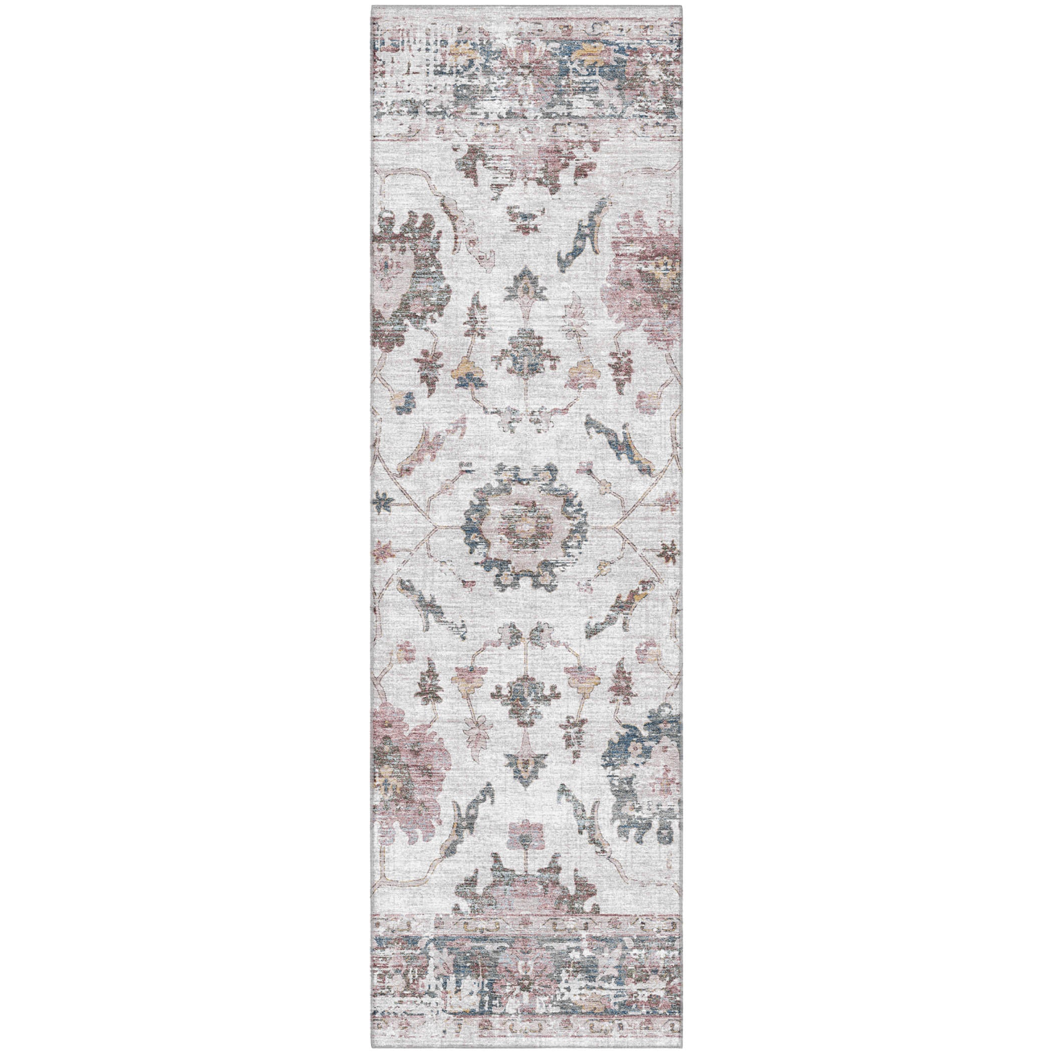 Oaxaca Machine Washable Traditional Blush Pink Rug 2'3" x 7'6" #shape_Runner