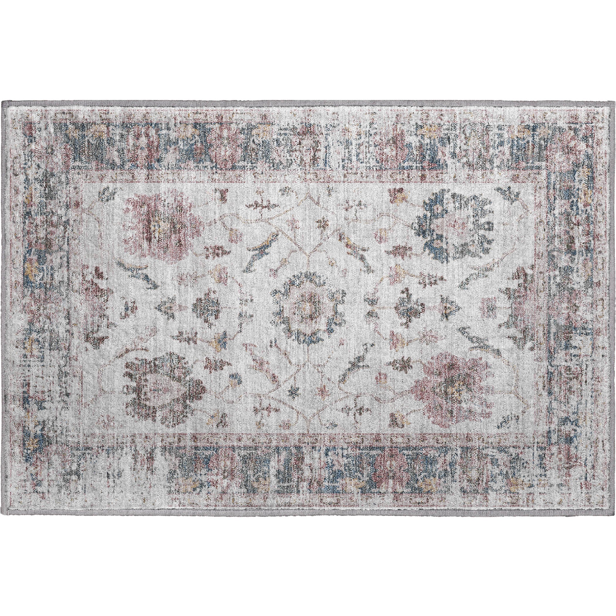 Oaxaca Machine Washable Traditional Blush Pink Rug 1'8" x 2'6" #shape_Rectangle