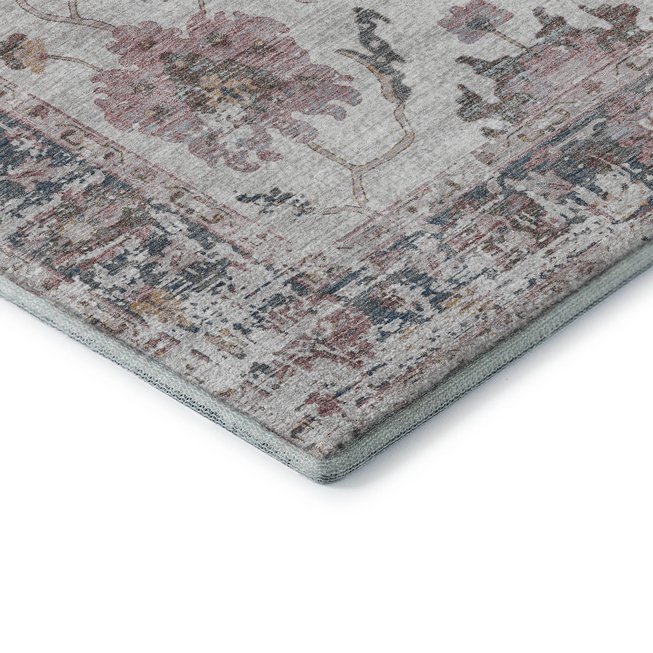 Oaxaca Machine Washable Traditional Blush Pink Rug 1'8" x 2'6" #shape_Rectangle