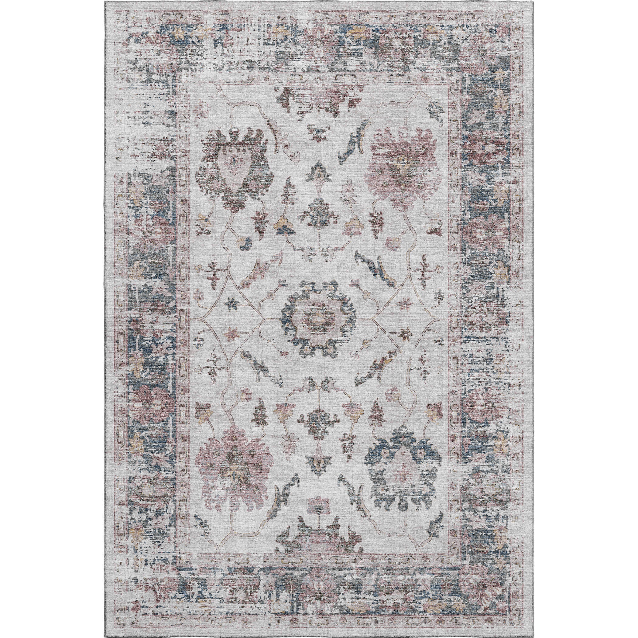 Oaxaca Machine Washable Traditional Blush Pink Rug 2'6" x 3'10" #shape_Rectangle