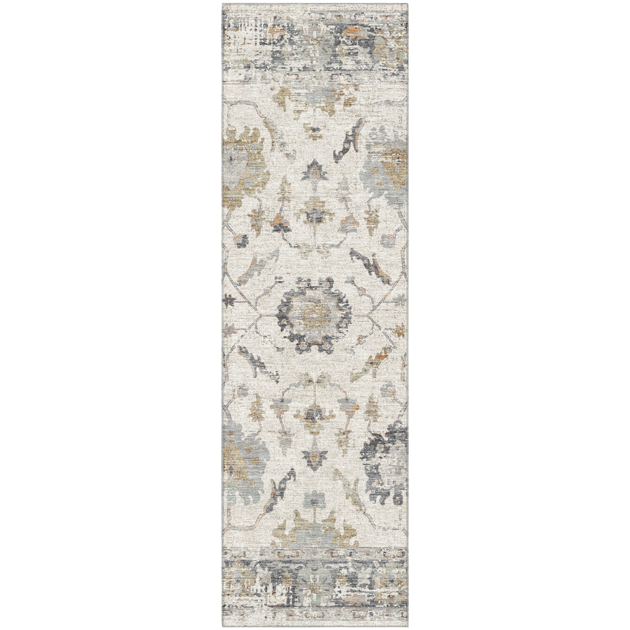 Oaxaca Machine Washable Traditional Ivory Rug 2'3" x 7'6" #shape_Runner