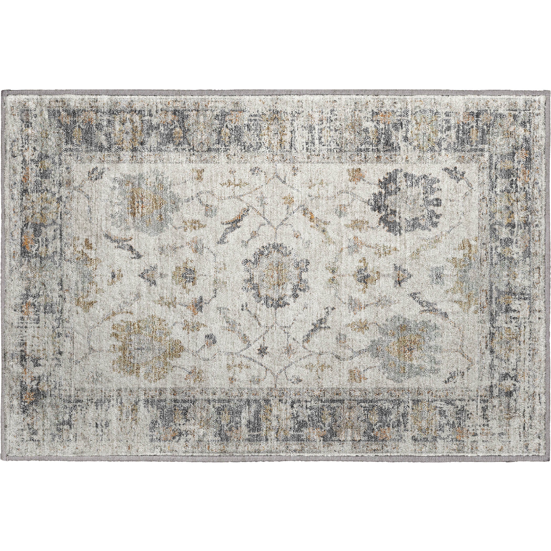 Oaxaca Machine Washable Traditional Ivory Rug 1'8" x 2'6" #shape_Rectangle