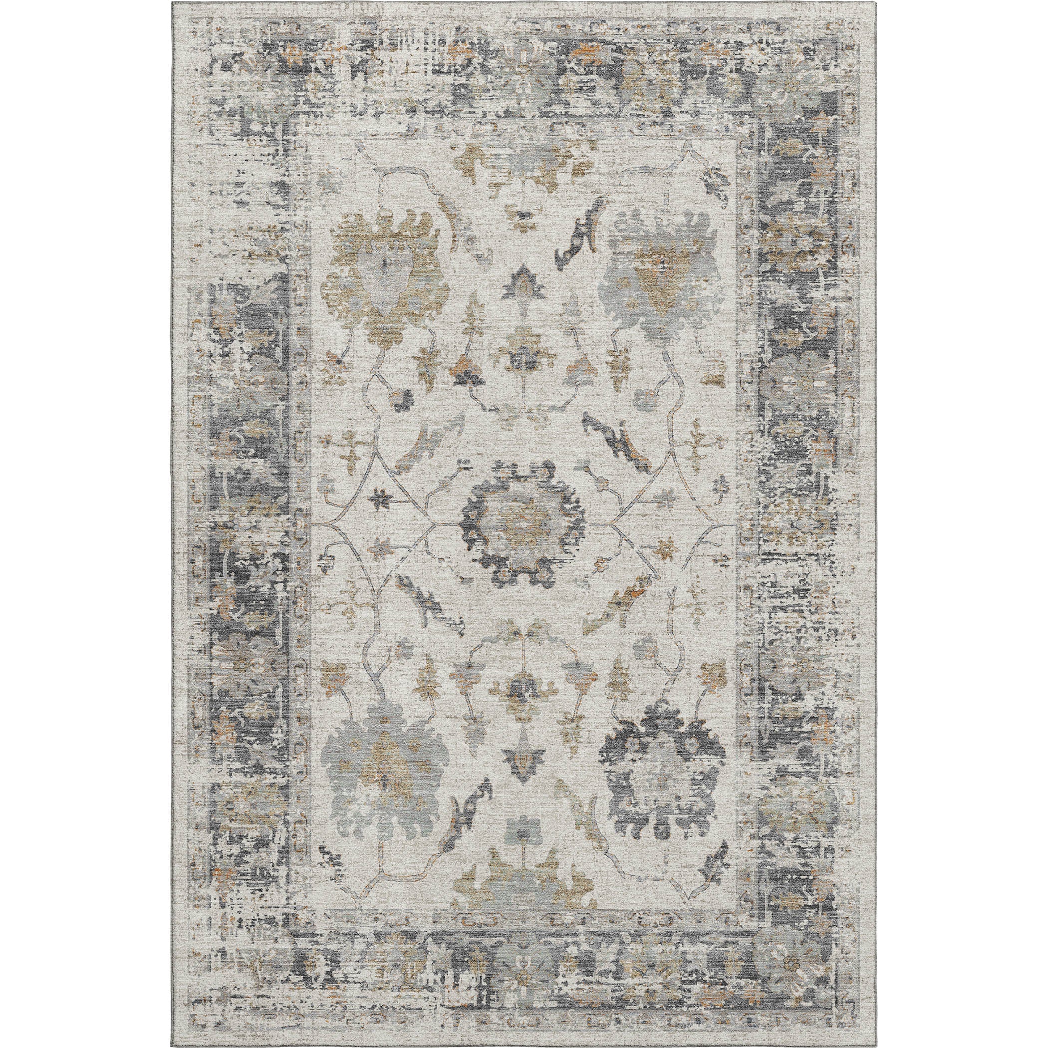 Oaxaca Machine Washable Traditional Ivory Rug 2'6" x 3'10" #shape_Rectangle