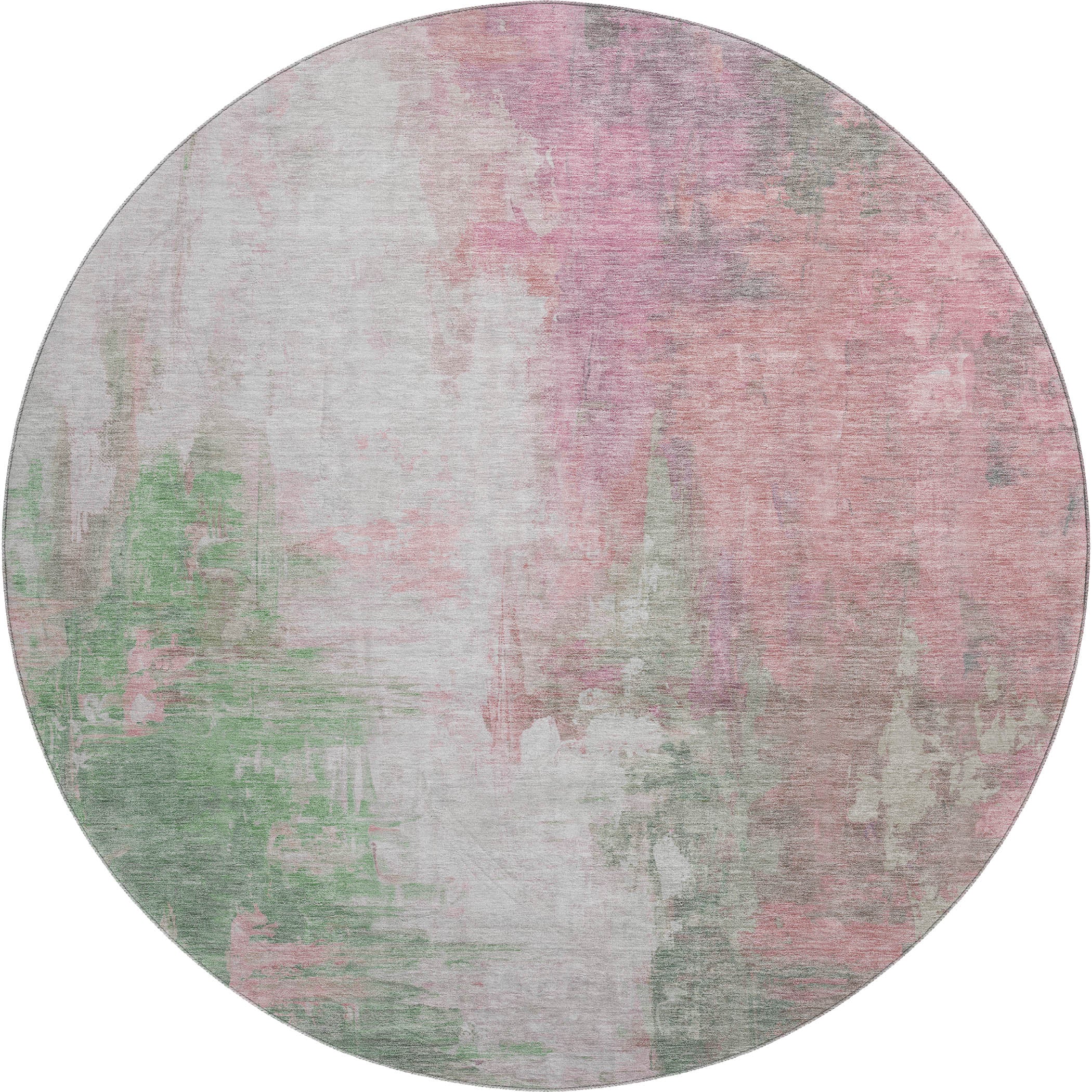 Colombo Machine Washable Transitional Blush Pink Rug 8' x 8' #shape_Round