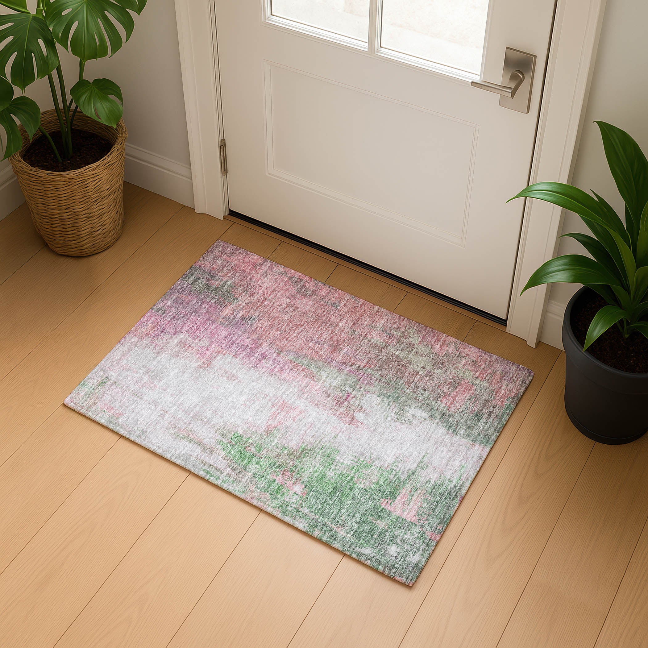 Colombo Machine Washable Transitional Blush Pink Rug 1'8" x 2'6" #shape_Rectangle