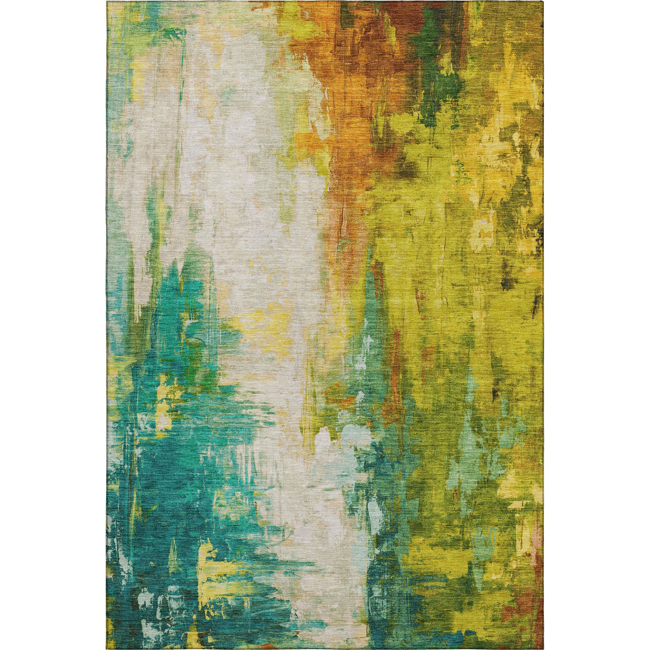 Colombo Machine Washable Transitional Green Rug 2'6" x 3'10" #shape_Rectangle