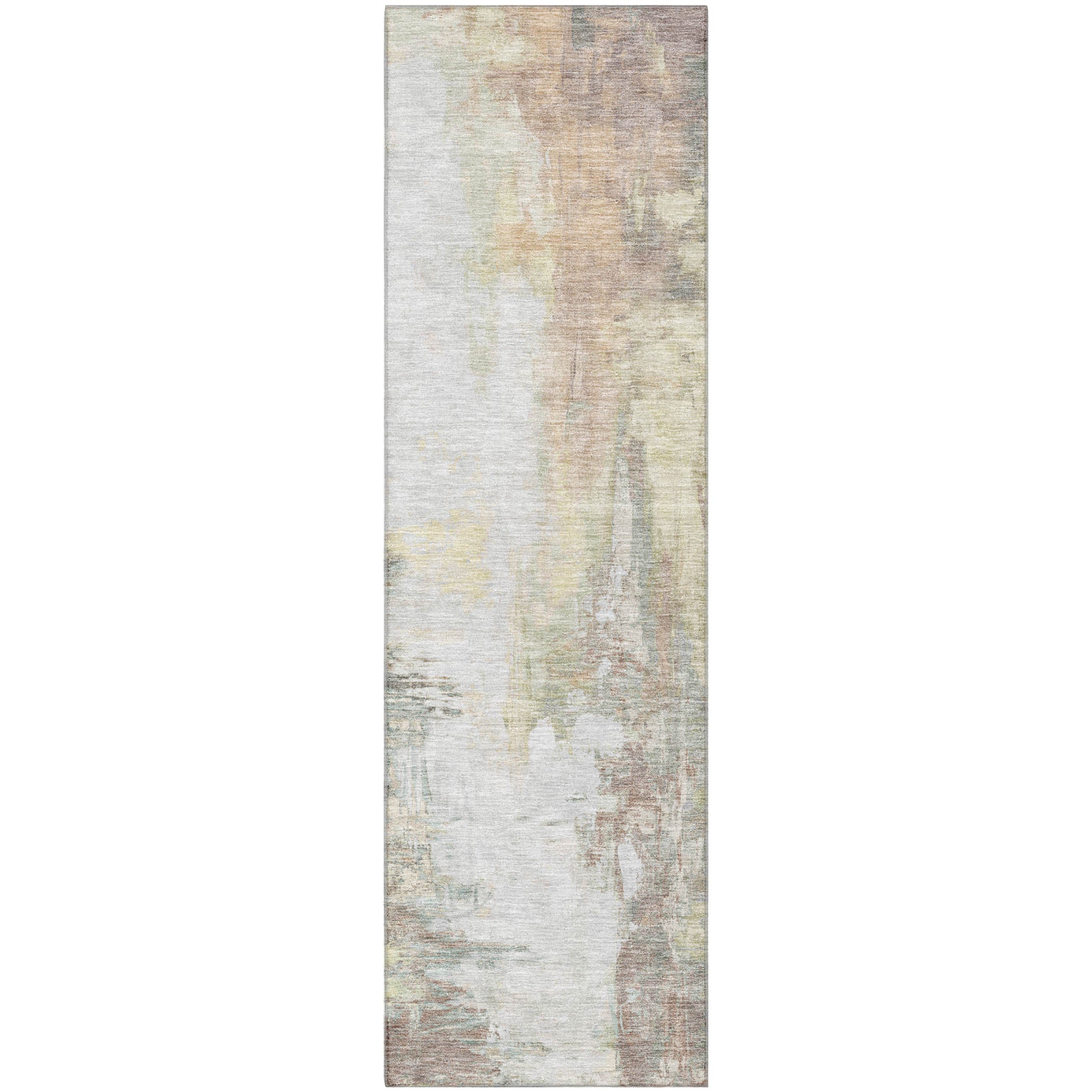 Colombo Machine Washable Transitional Tan Brown Rug 2'3" x 7'6" #shape_Runner