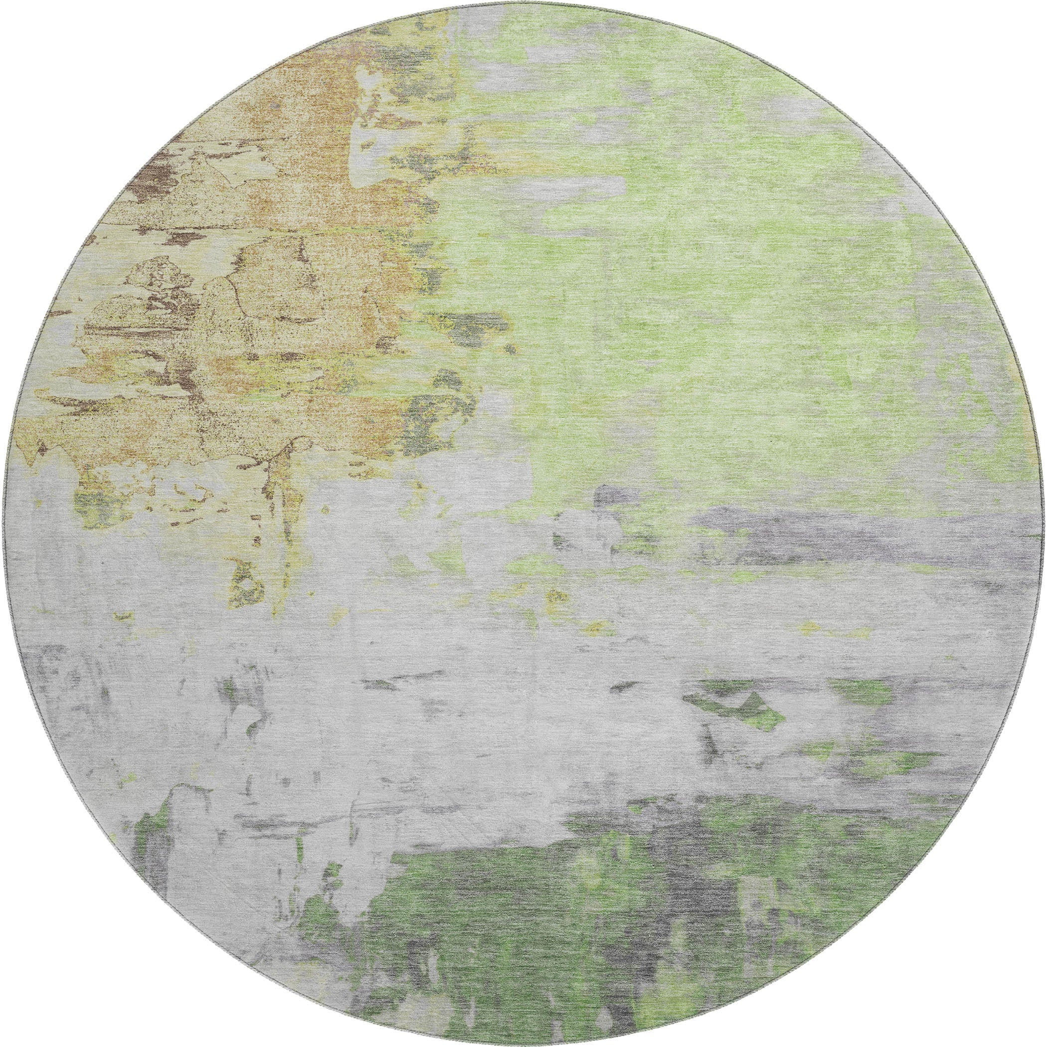 Budapest Machine Washable Transitional Aloe Green Rug 8' x 8' #shape_Round