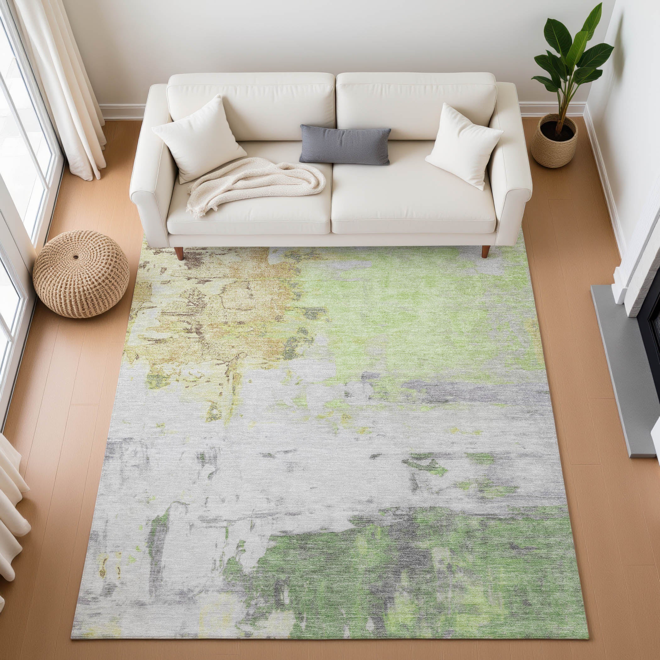 Budapest Machine Washable Transitional Aloe Green Rug 2'6" x 3'10" #shape_Rectangle