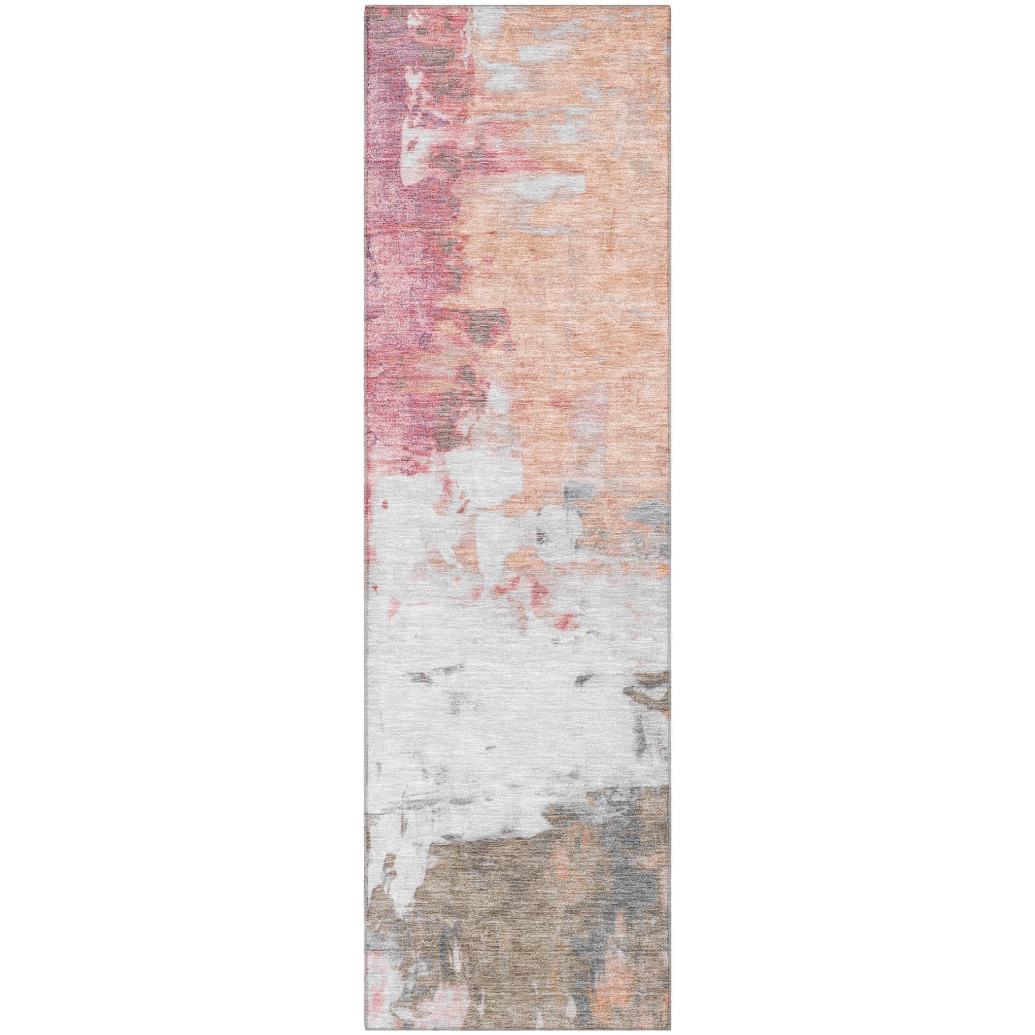 Budapest Machine Washable Transitional Salmon Orange Rug 2'3" x 7'6" #shape_Runner