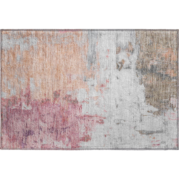Budapest Machine Washable Transitional Salmon Orange Rug 1'8" x 2'6"