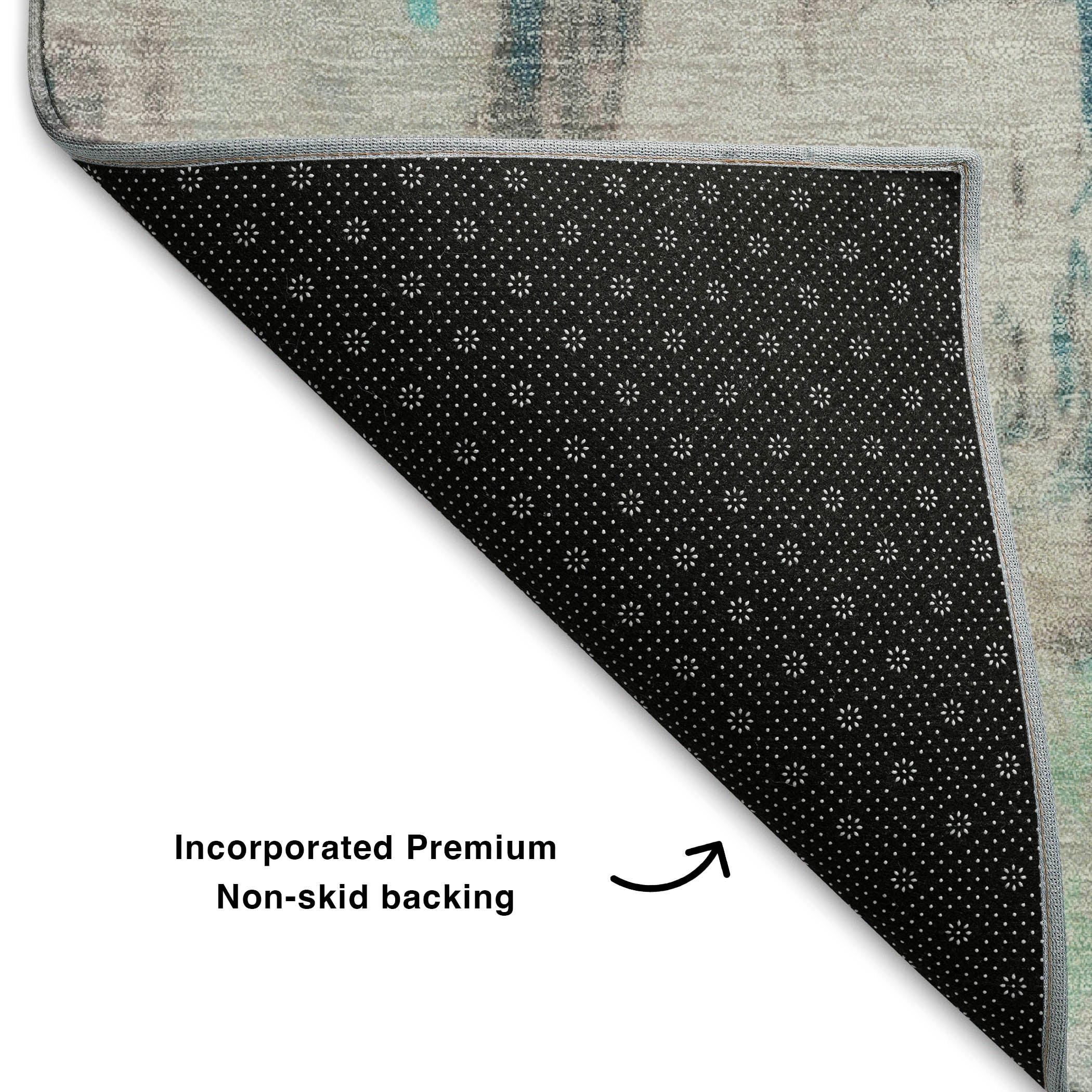 Budapest Machine Washable Transitional Teal Rug 1'8" x 2'6" #shape_Rectangle