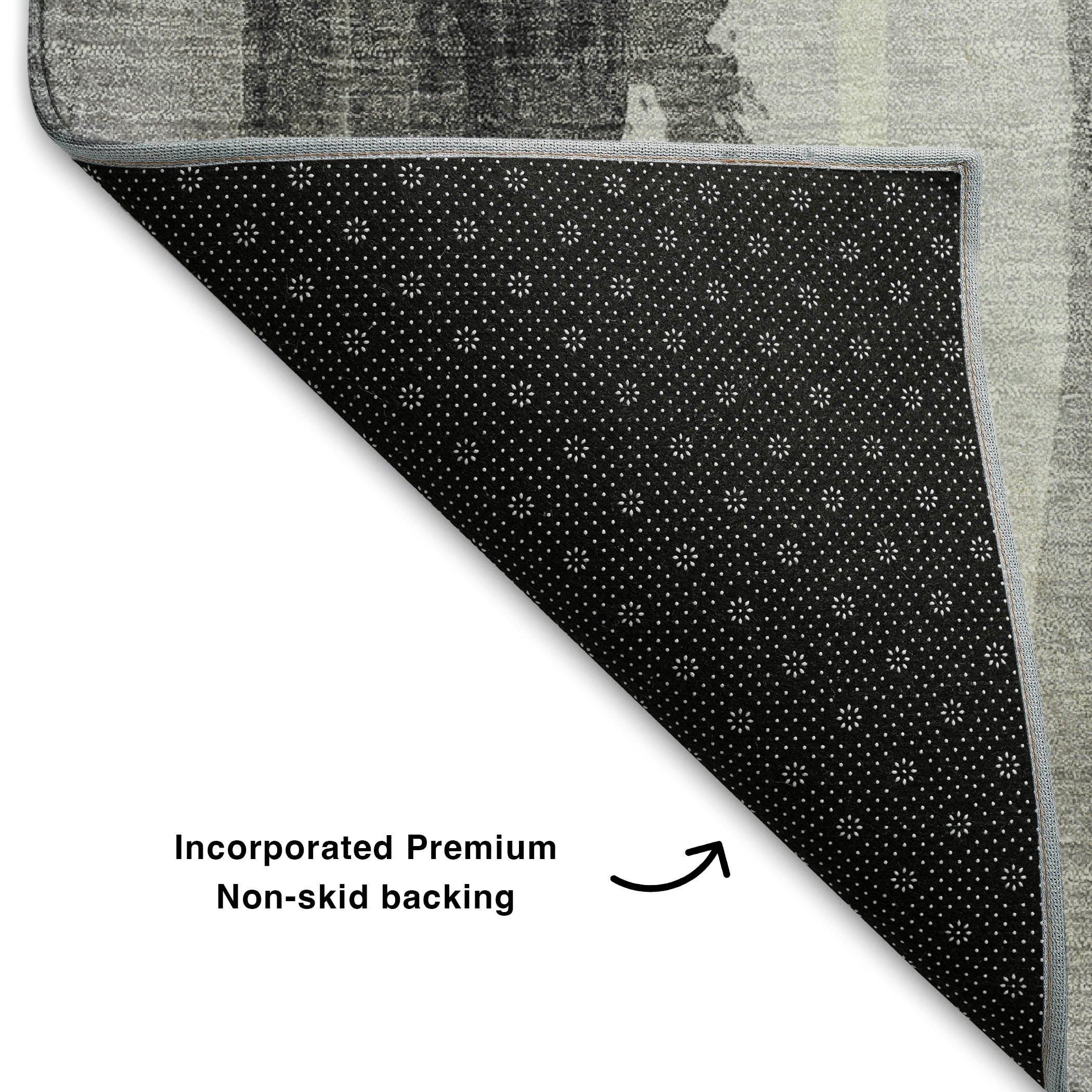 Luang Prabang Machine Washable Transitional Black Rug 1'8" x 2'6" #shape_Rectangle