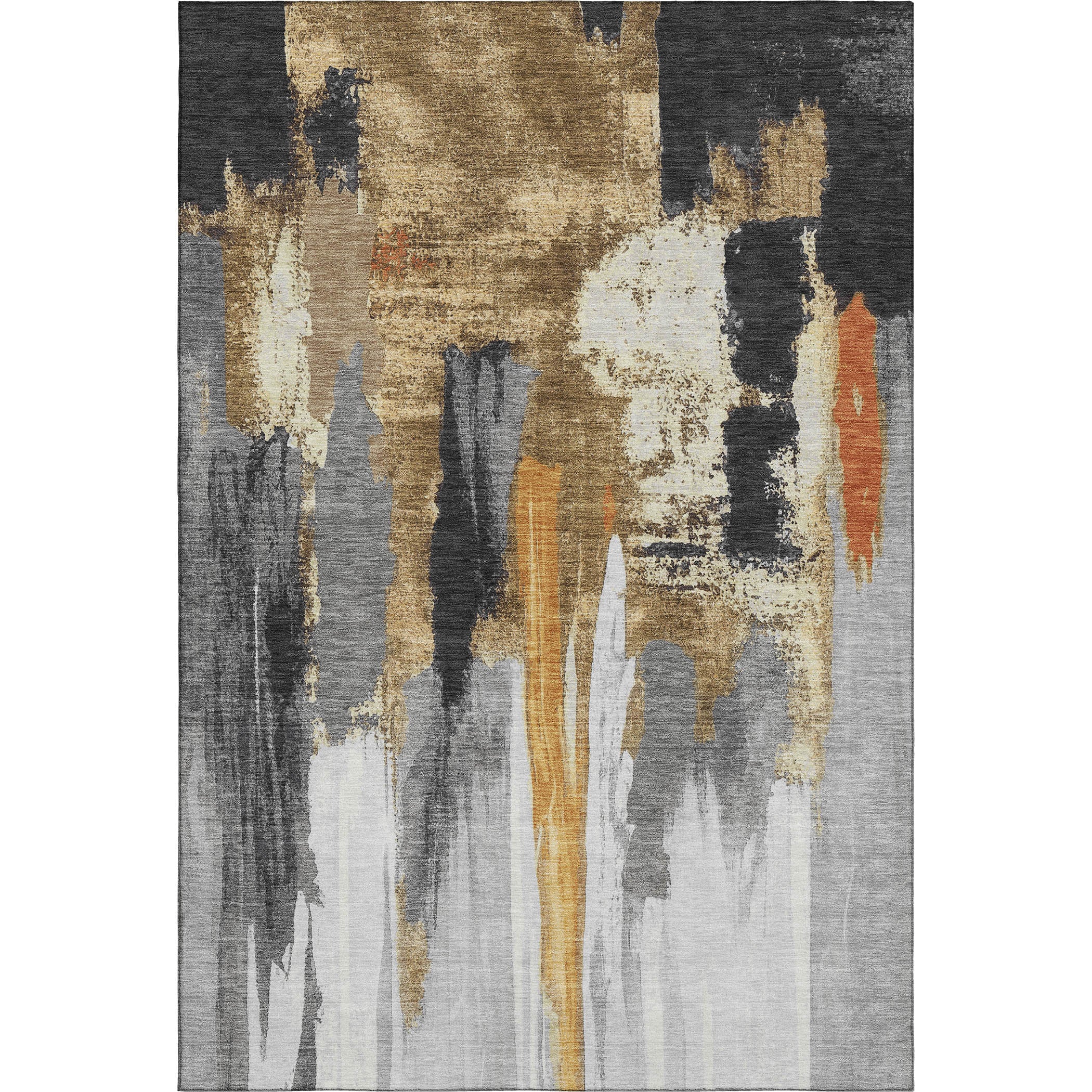 Luang Prabang Machine Washable Transitional Black Rug 2'6" x 3'10" #shape_Rectangle