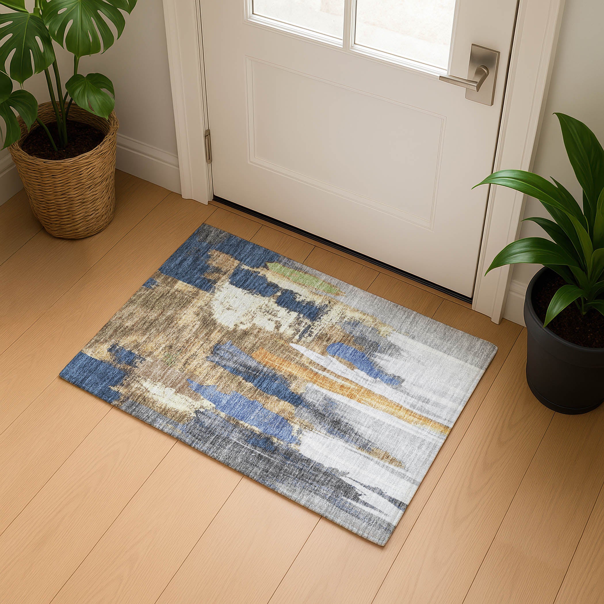 Luang Prabang Machine Washable Transitional Navy Blue Rug 1'8" x 2'6" #shape_Rectangle