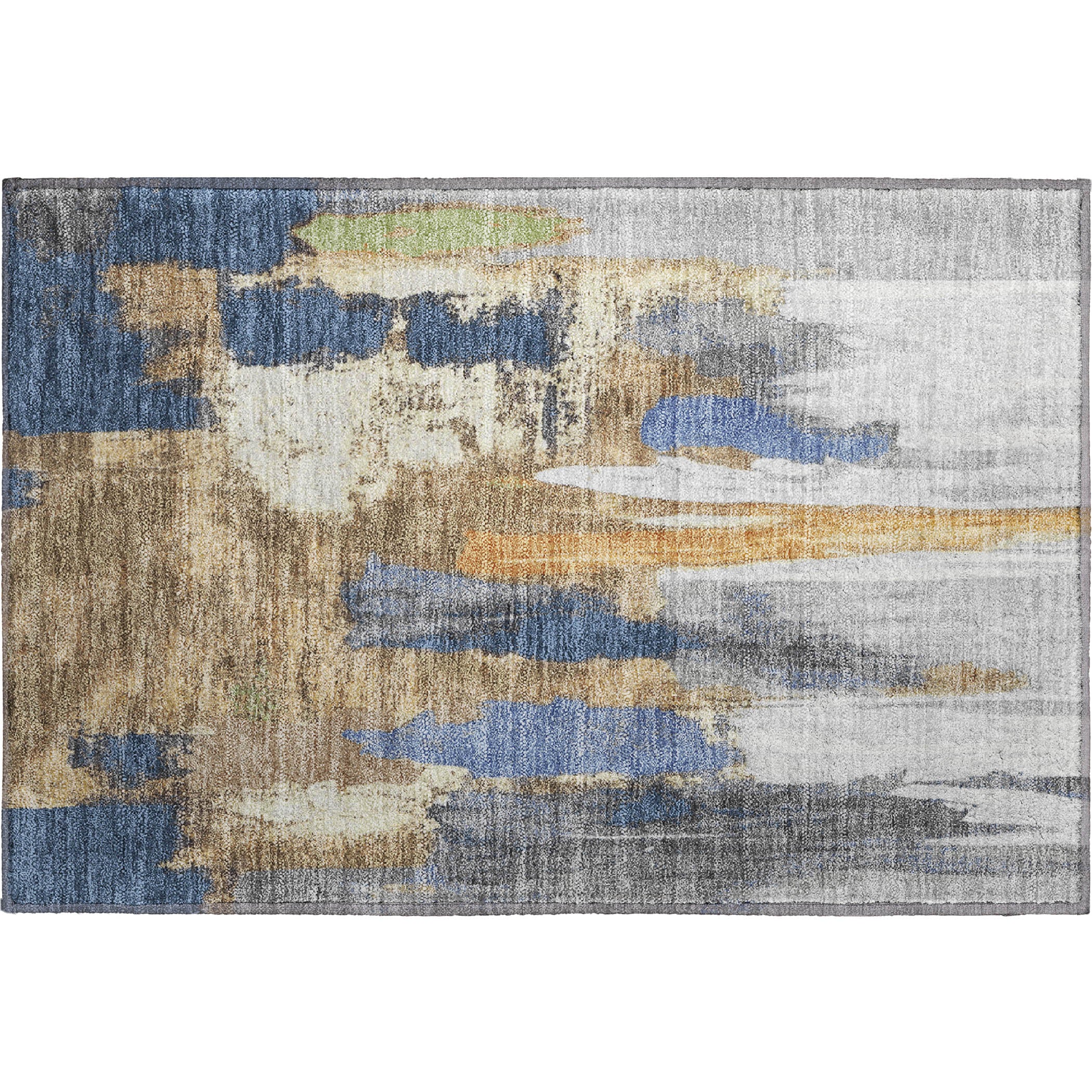 Luang Prabang Machine Washable Transitional Navy Blue Rug 1'8" x 2'6" #shape_Rectangle